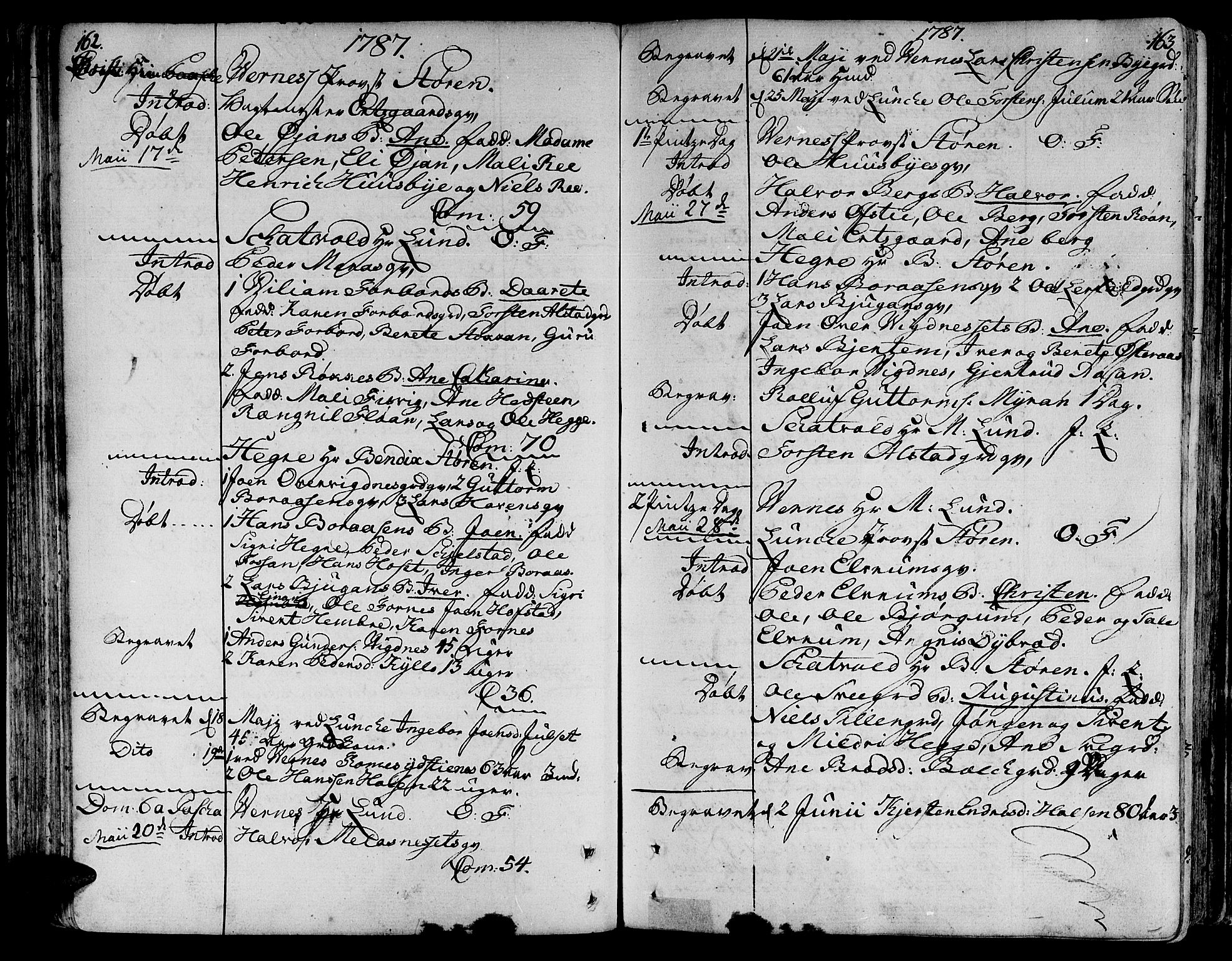 Ministerialprotokoller, klokkerbøker og fødselsregistre - Nord-Trøndelag, SAT/A-1458/709/L0059: Parish register (official) no. 709A06, 1781-1797, p. 162-163