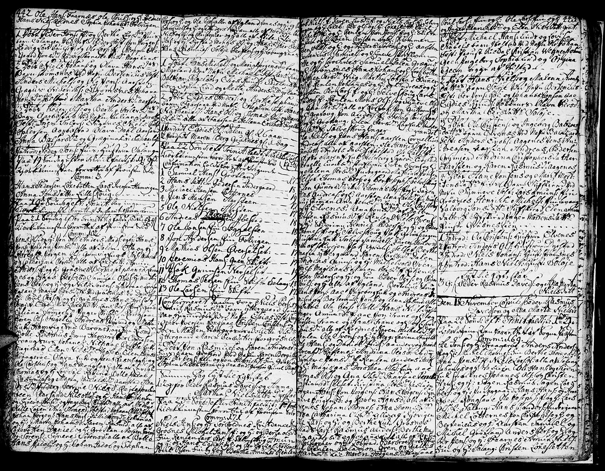 Ibestad sokneprestembete, SATØ/S-0077/H/Ha/Hab/L0001klokker: Parish register (copy) no. 1, 1776-1808, p. 442-443