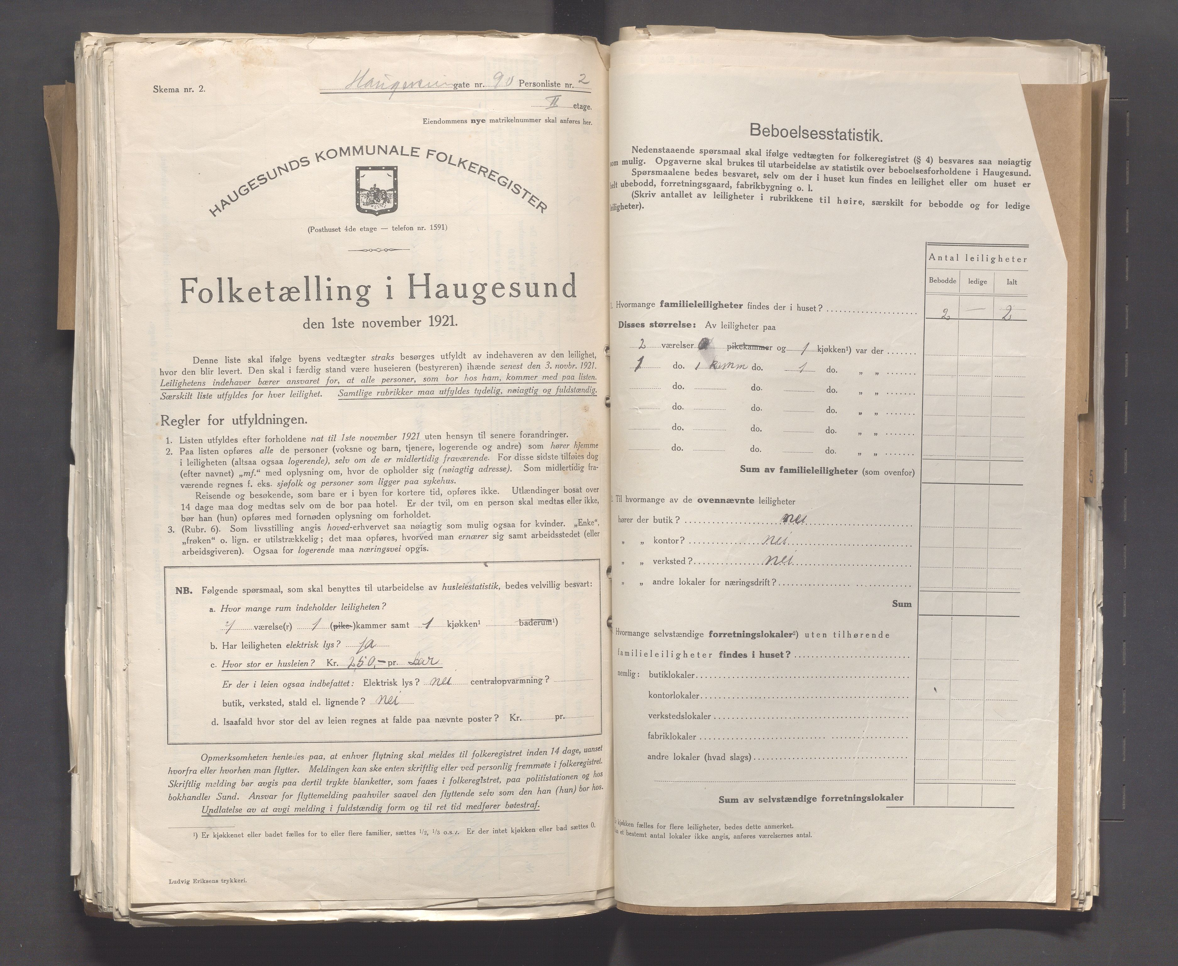 IKAR, Local census 1.11.1921 for Haugesund, 1921, p. 2167