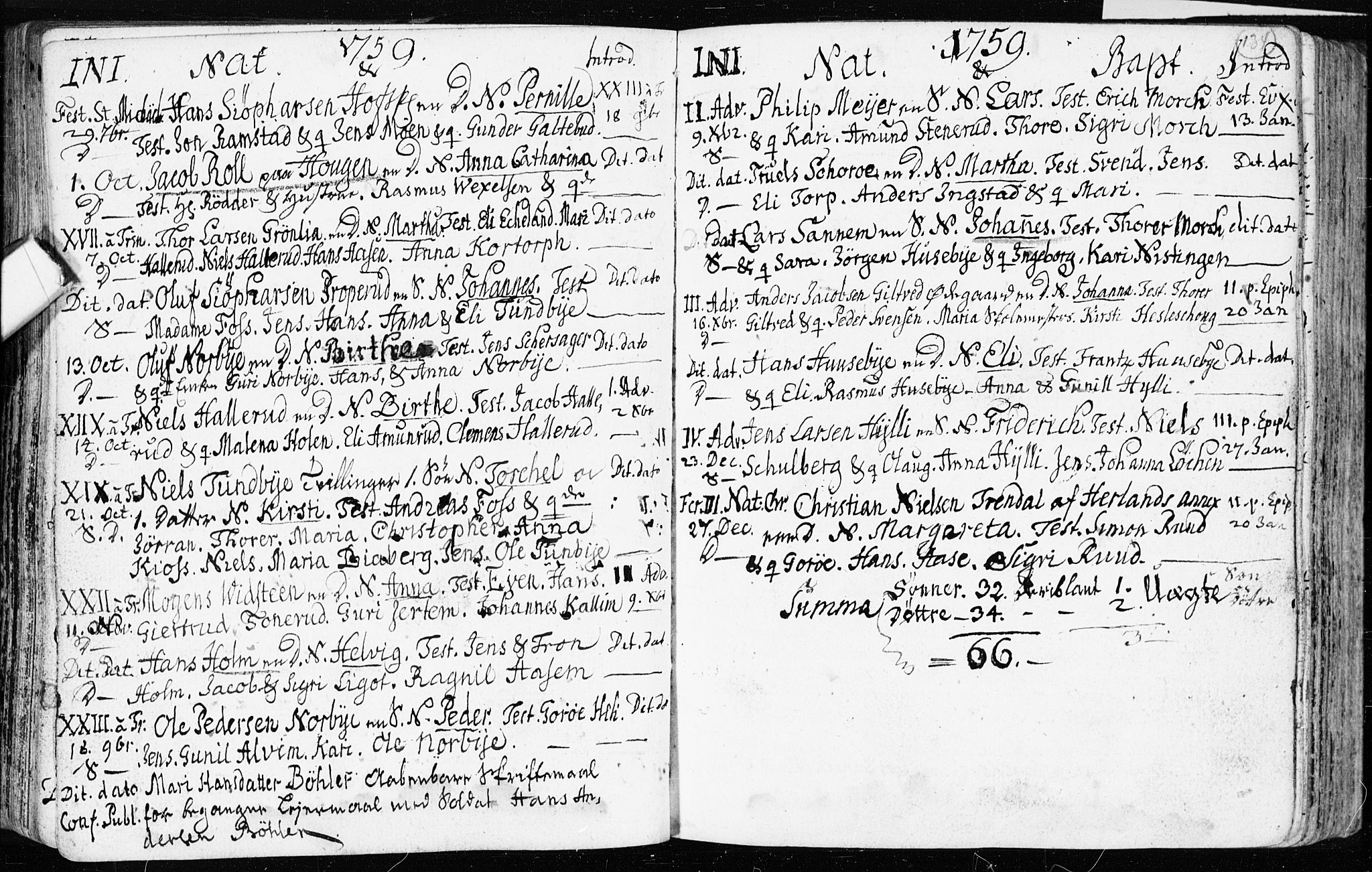 Spydeberg prestekontor Kirkebøker, AV/SAO-A-10924/F/Fa/L0002: Parish register (official) no. I 2, 1739-1780, p. 134