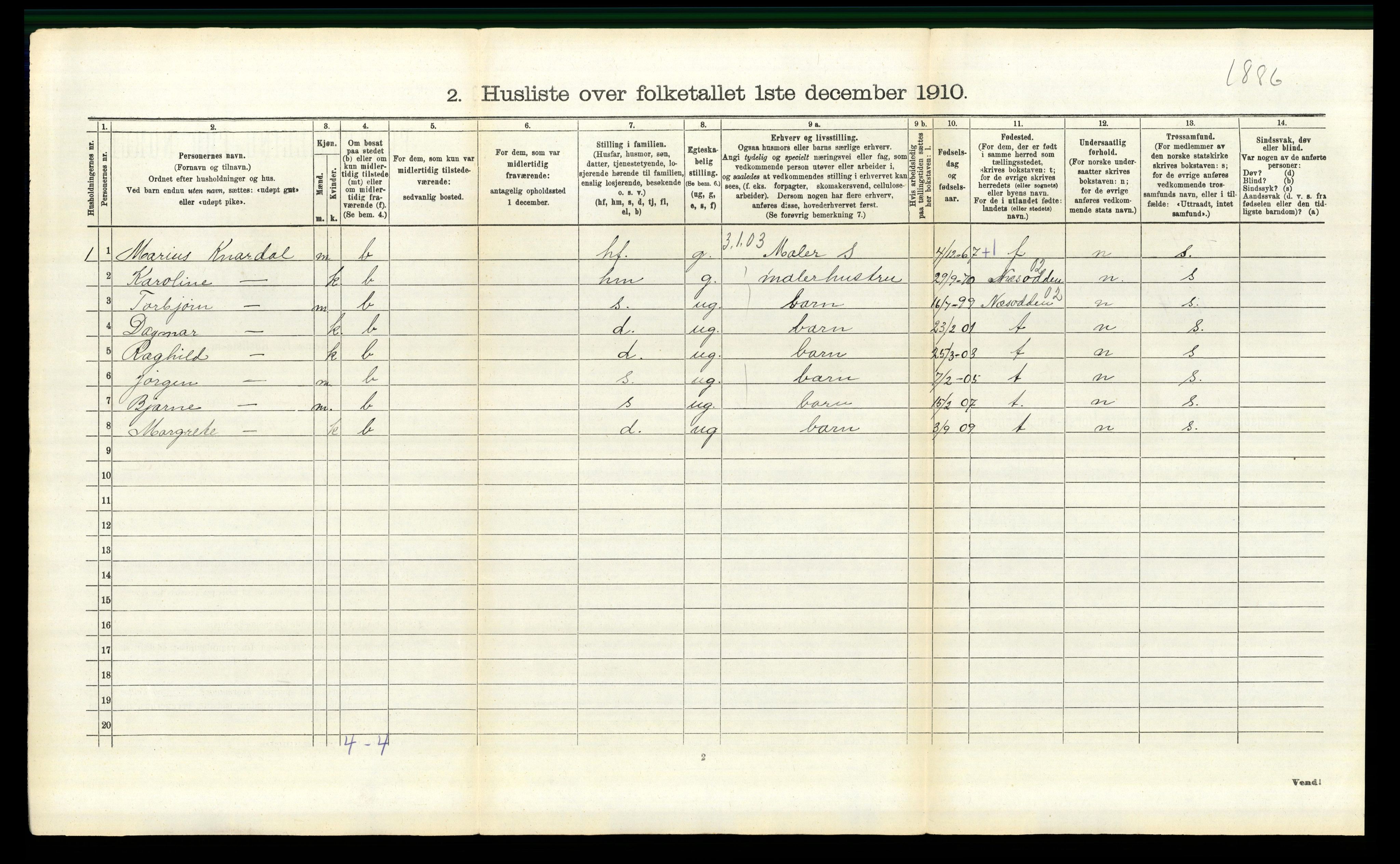 RA, 1910 census for Frogn, 1910, p. 301