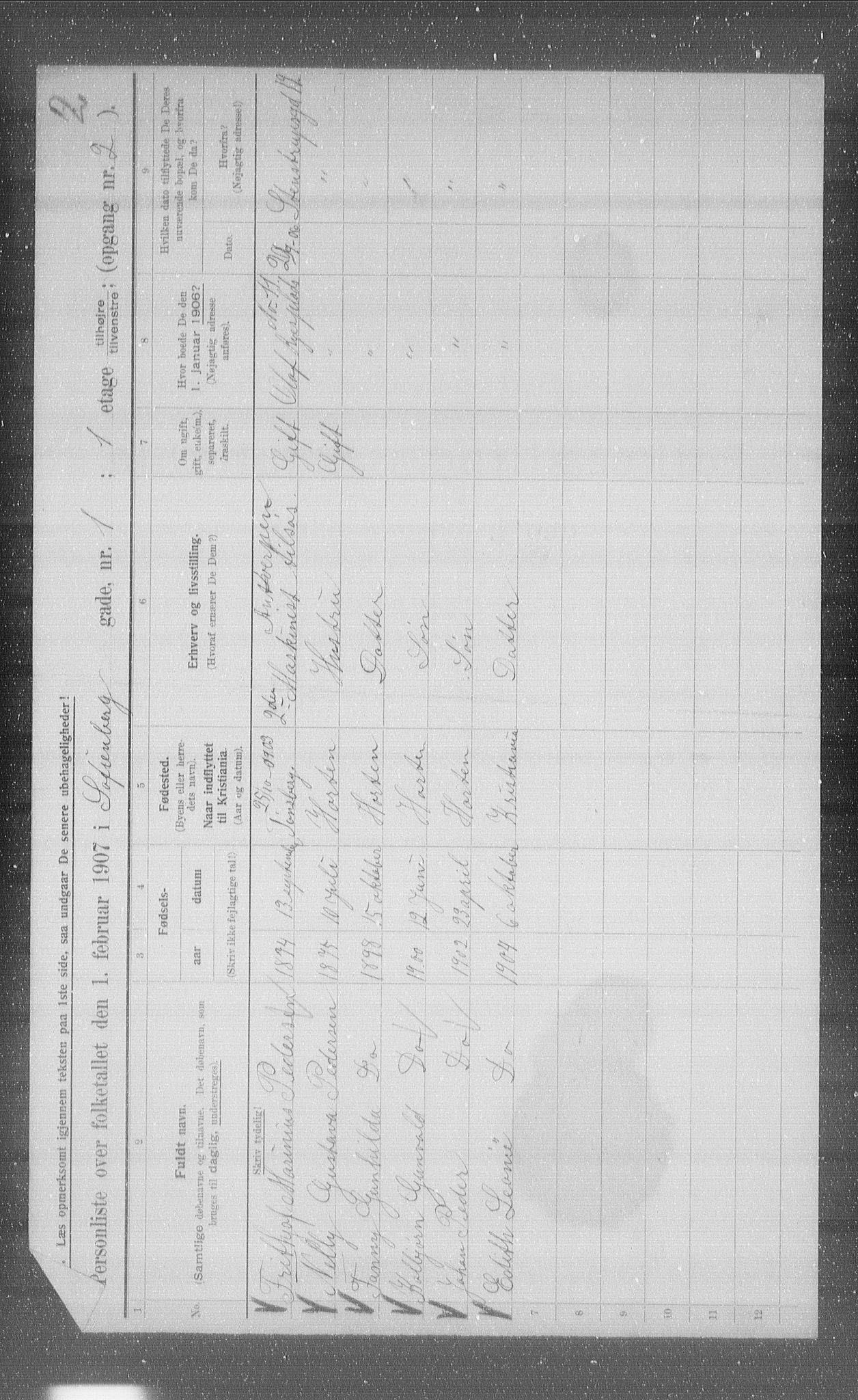 OBA, Municipal Census 1907 for Kristiania, 1907, p. 50080