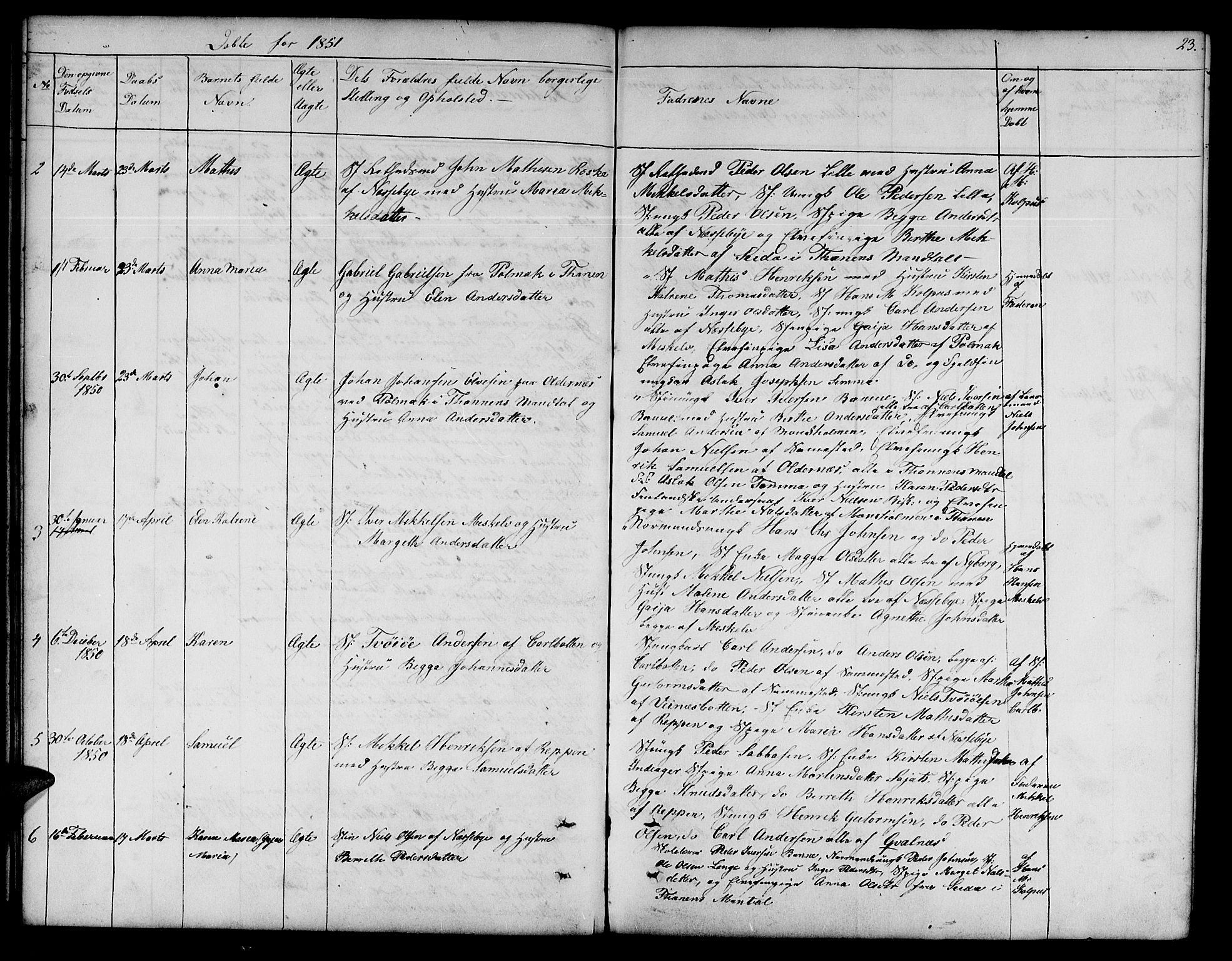 Nesseby sokneprestkontor, SATØ/S-1330/H/Hb/L0001klokker: Parish register (copy) no. 1, 1844-1861, p. 23