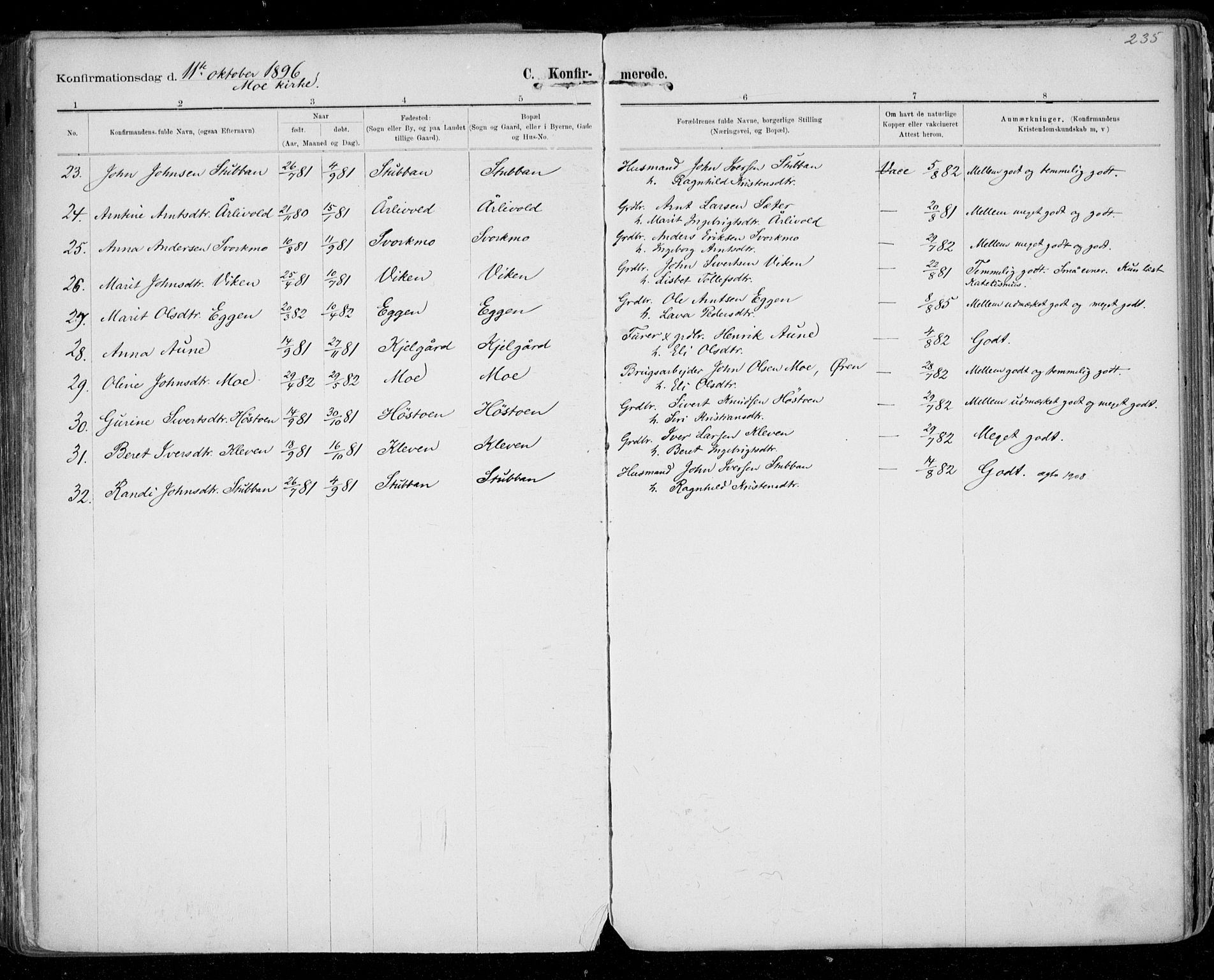 Ministerialprotokoller, klokkerbøker og fødselsregistre - Sør-Trøndelag, SAT/A-1456/668/L0811: Parish register (official) no. 668A11, 1894-1913, p. 235