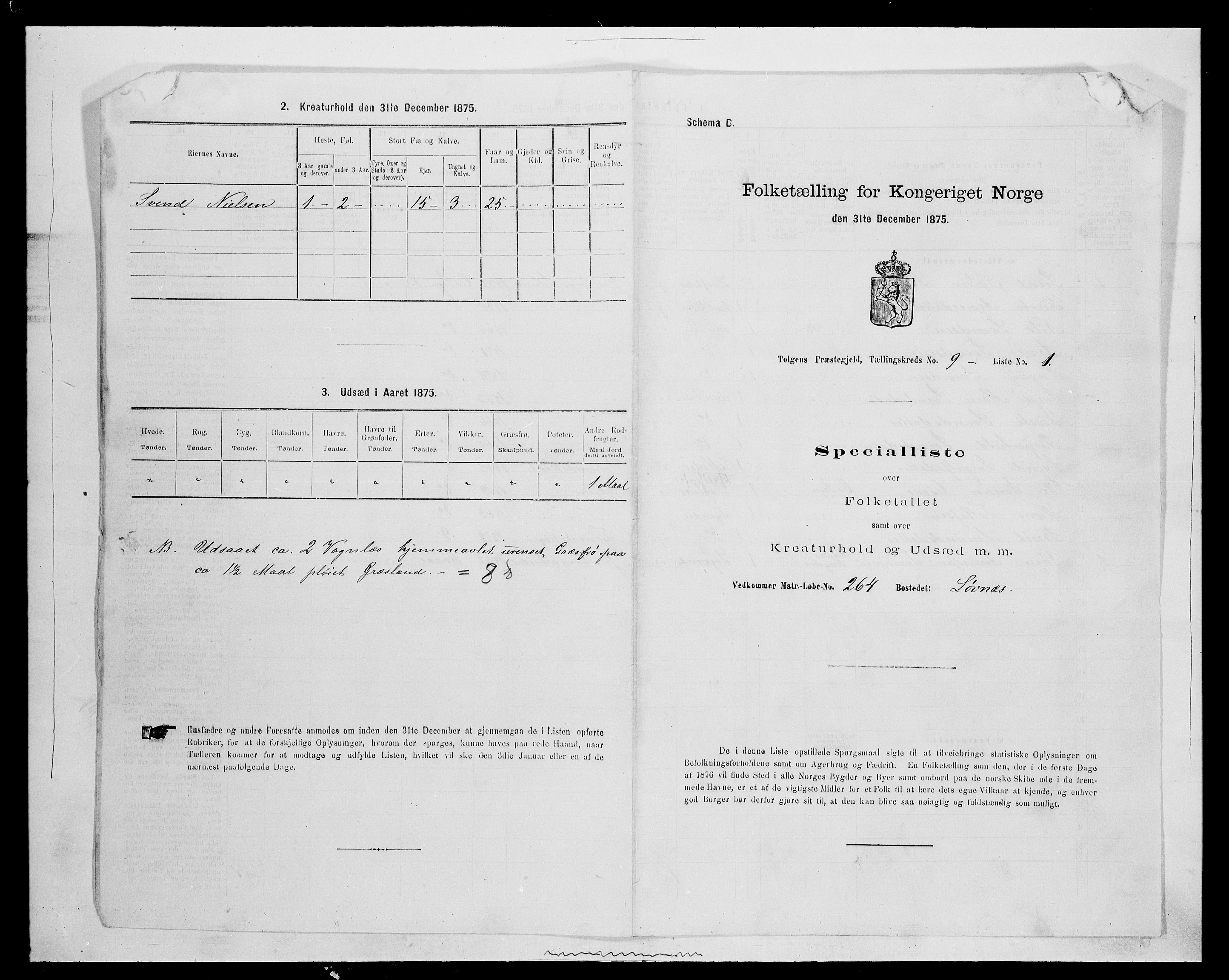 SAH, 1875 census for 0436P Tolga, 1875, p. 887