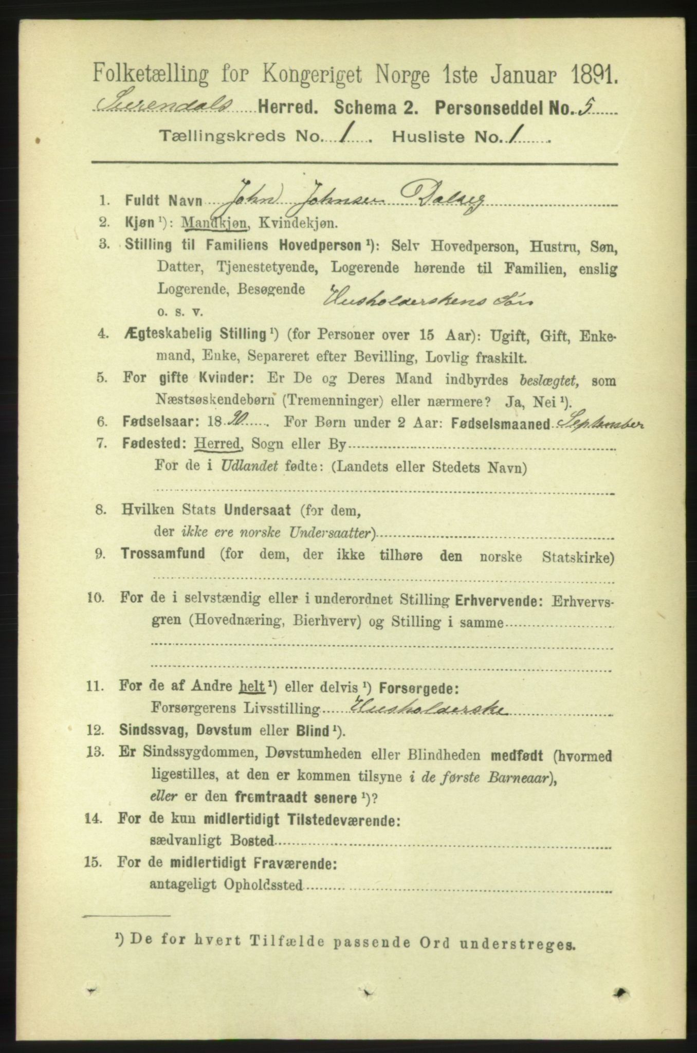 RA, 1891 census for 1566 Surnadal, 1891, p. 98