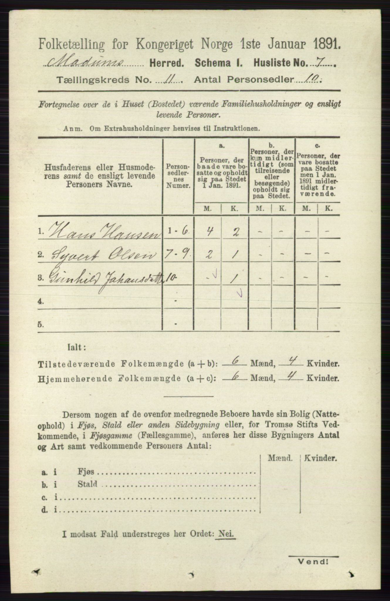 RA, 1891 census for 0623 Modum, 1891, p. 4089