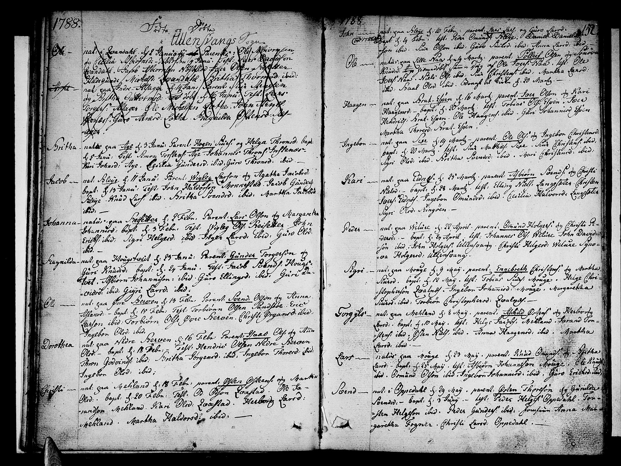 Ullensvang sokneprestembete, SAB/A-78701/H/Haa: Parish register (official) no. A 7 /1, 1788-1804, p. 151-152