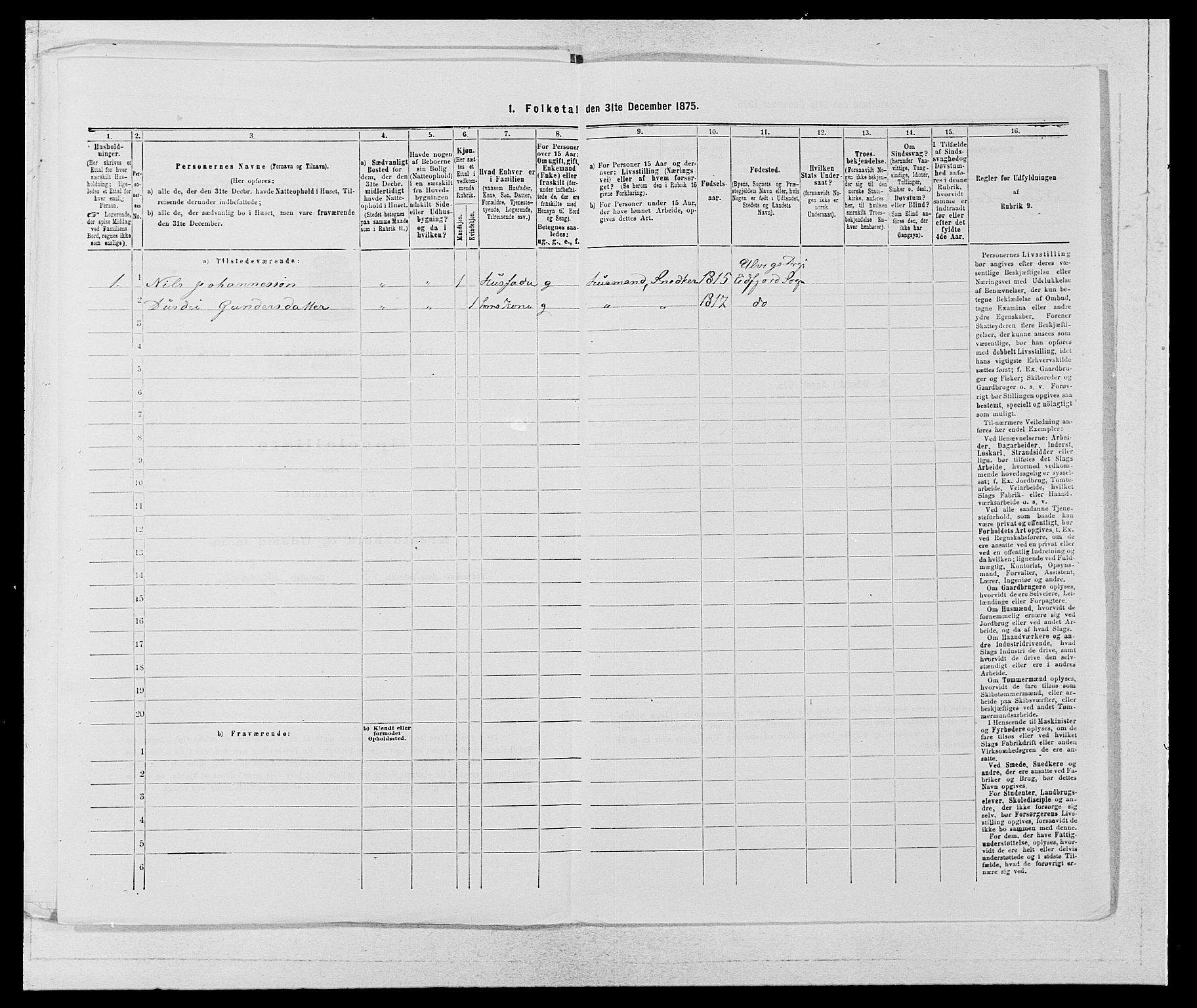 SAB, 1875 census for 1233P Ulvik, 1875, p. 1454