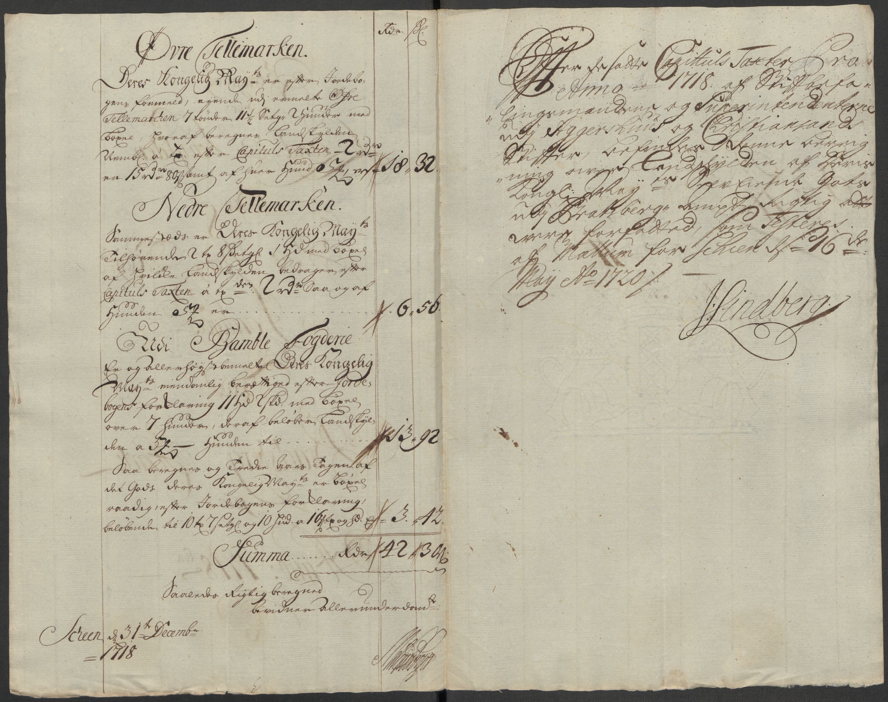 Rentekammeret inntil 1814, Reviderte regnskaper, Fogderegnskap, RA/EA-4092/R36/L2130: Fogderegnskap Øvre og Nedre Telemark og Bamble, 1718, p. 163