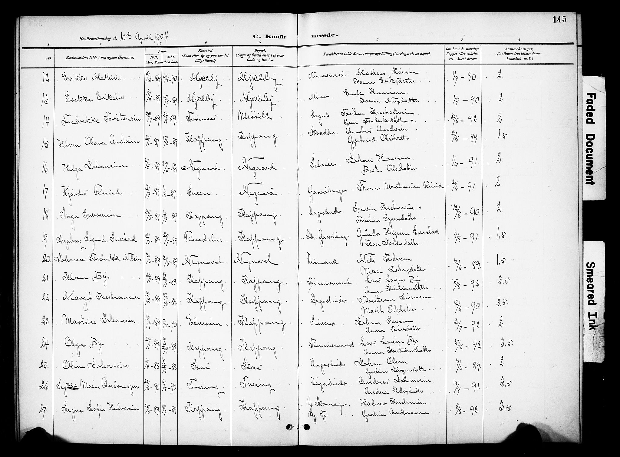 Stor-Elvdal prestekontor, AV/SAH-PREST-052/H/Ha/Hab/L0003: Parish register (copy) no. 3, 1895-1917, p. 145