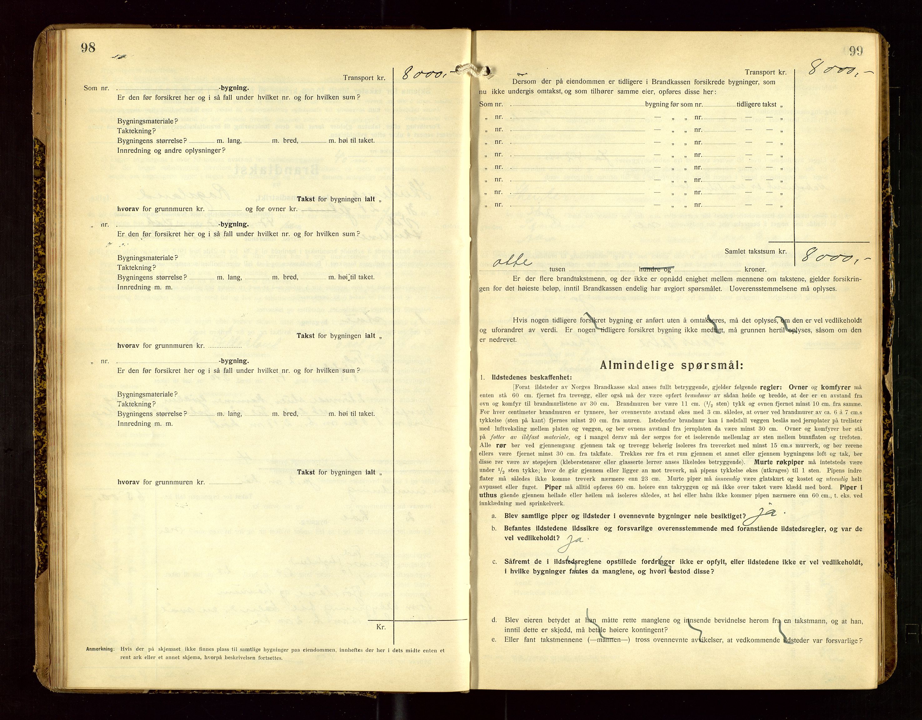 Skudenes lensmannskontor, SAST/A-100444/Gob/L0002: "Brandtakstprotokoll", 1925-1952, p. 98-99