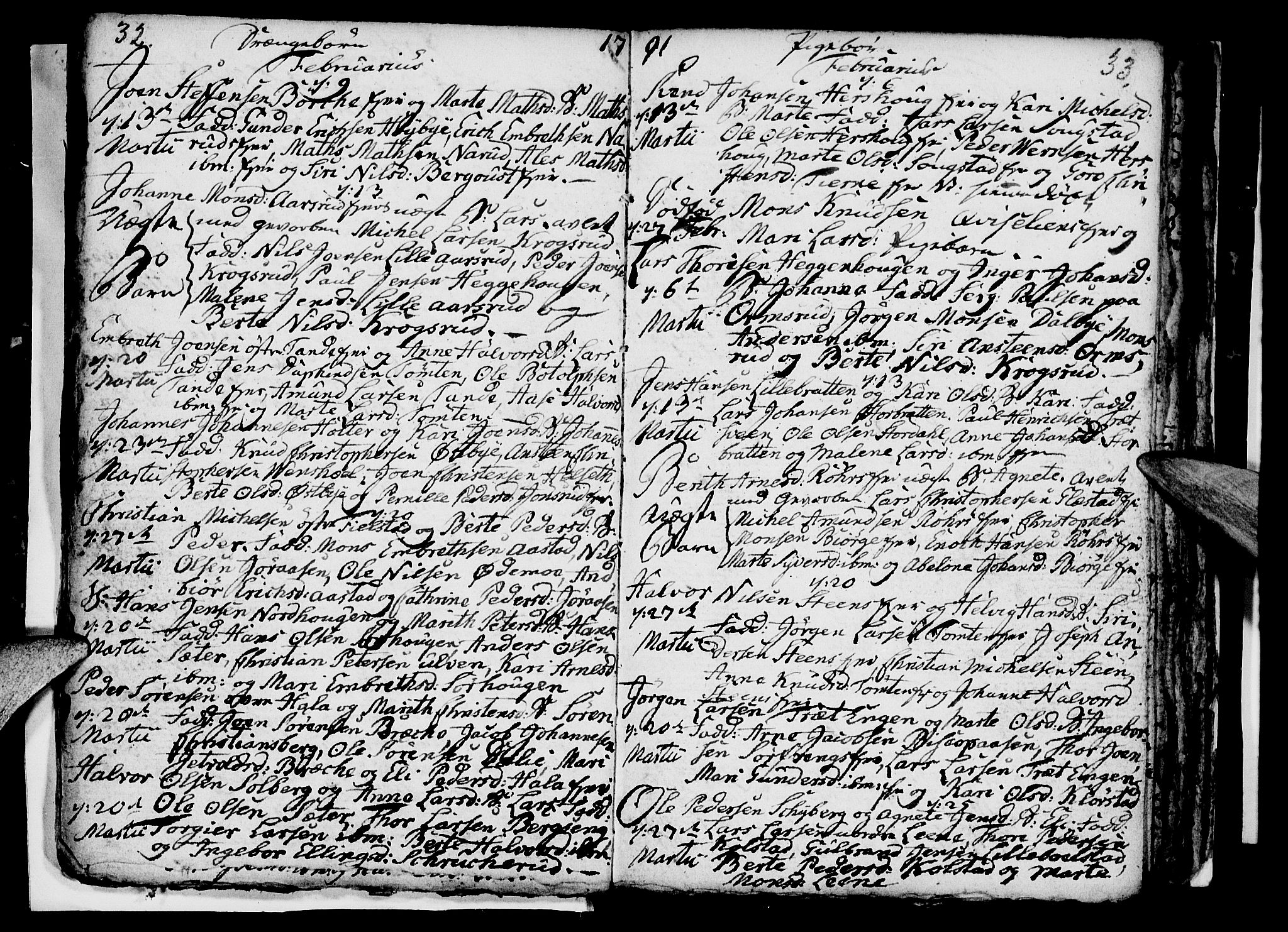 Ringsaker prestekontor, SAH/PREST-014/I/Ia/L0005/0005: Parish register draft no. 1E, 1790-1792, p. 32-33