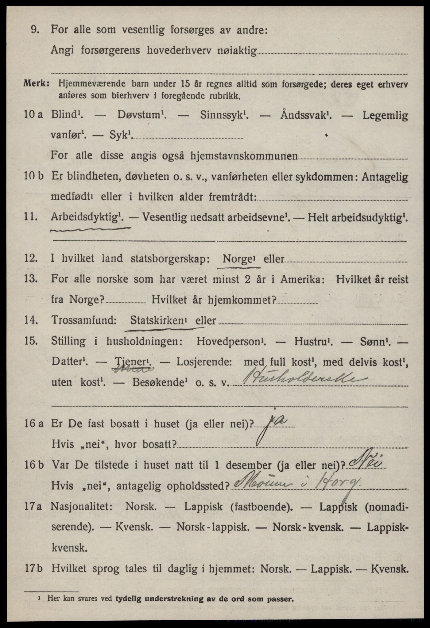 SAT, 1920 census for Hølonda, 1920, p. 1366