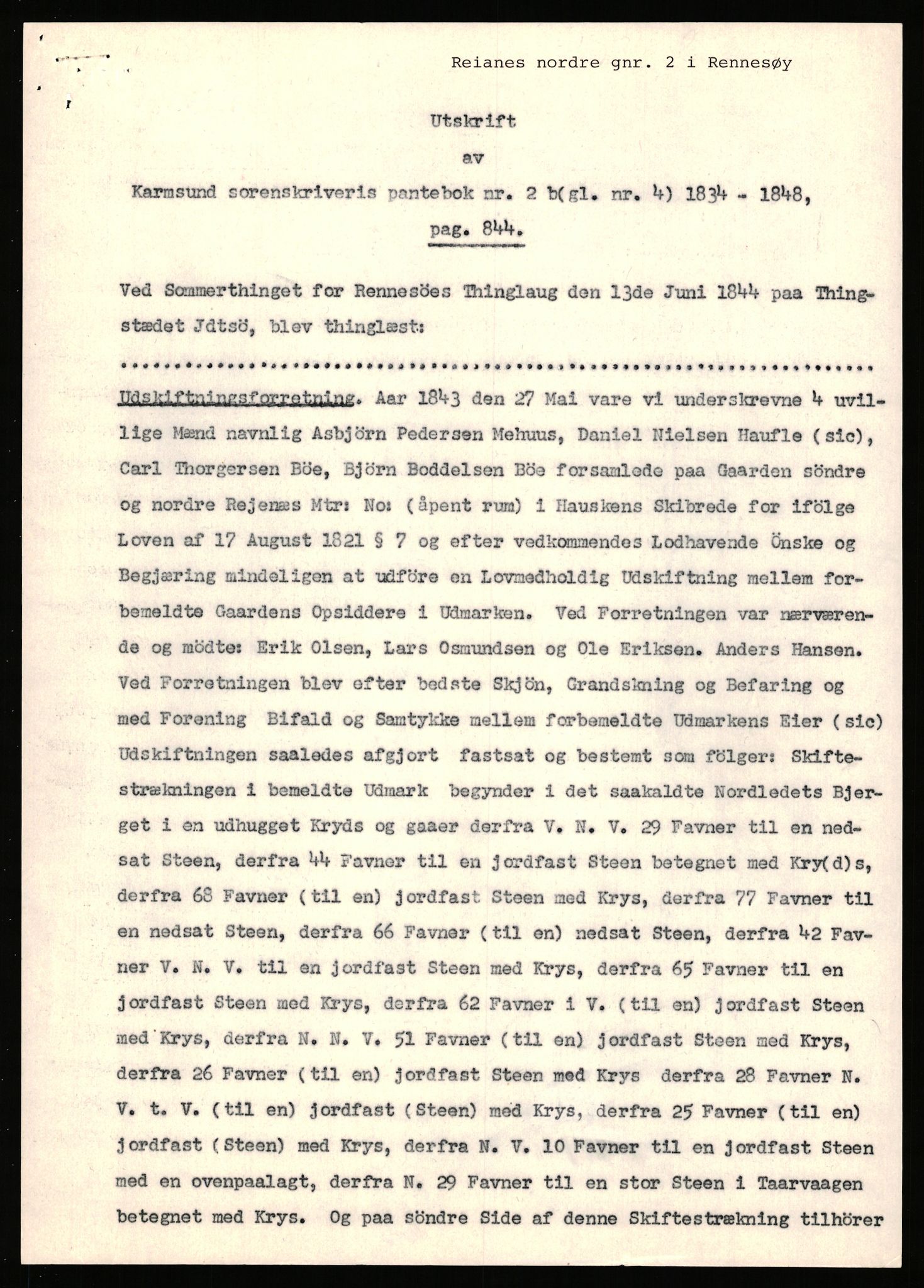 Statsarkivet i Stavanger, AV/SAST-A-101971/03/Y/Yj/L0068: Avskrifter sortert etter gårdsnavn: Refsnes - Risjell, 1750-1930, p. 23