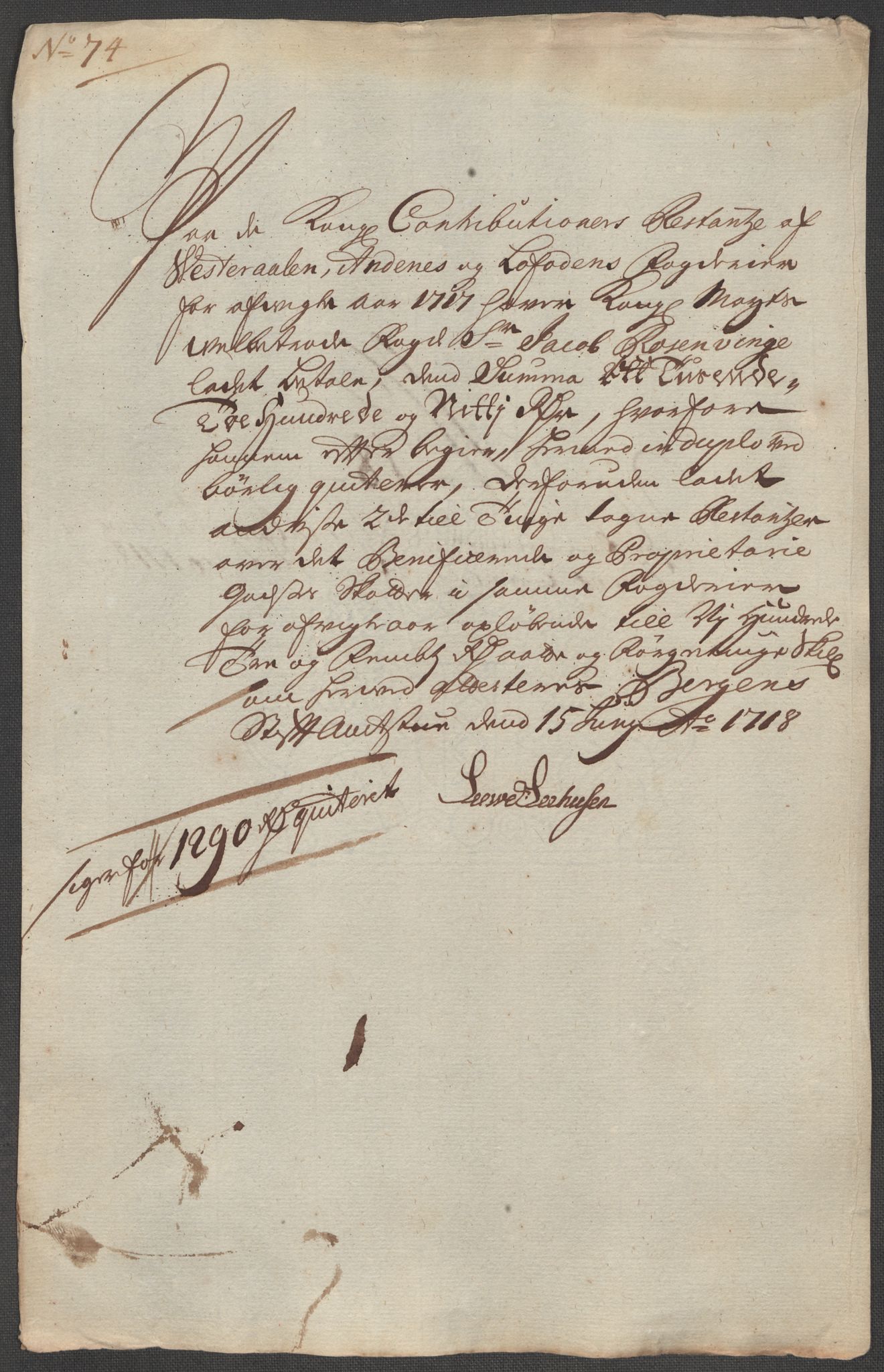 Rentekammeret inntil 1814, Reviderte regnskaper, Fogderegnskap, AV/RA-EA-4092/R67/L4684: Fogderegnskap Vesterålen, Andenes og Lofoten, 1718, p. 388