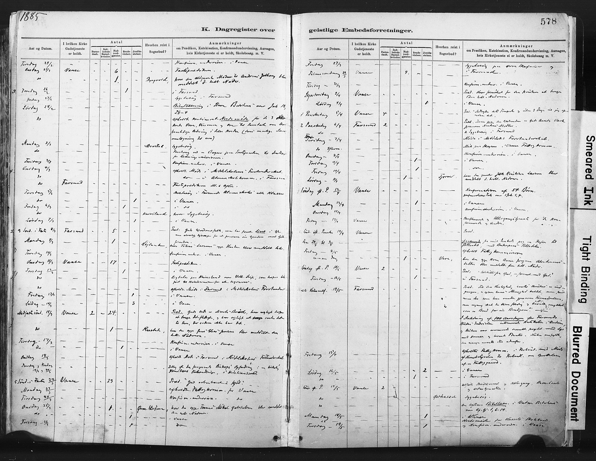 Lista sokneprestkontor, AV/SAK-1111-0027/F/Fa/L0012: Parish register (official) no. A 12, 1879-1903, p. 579