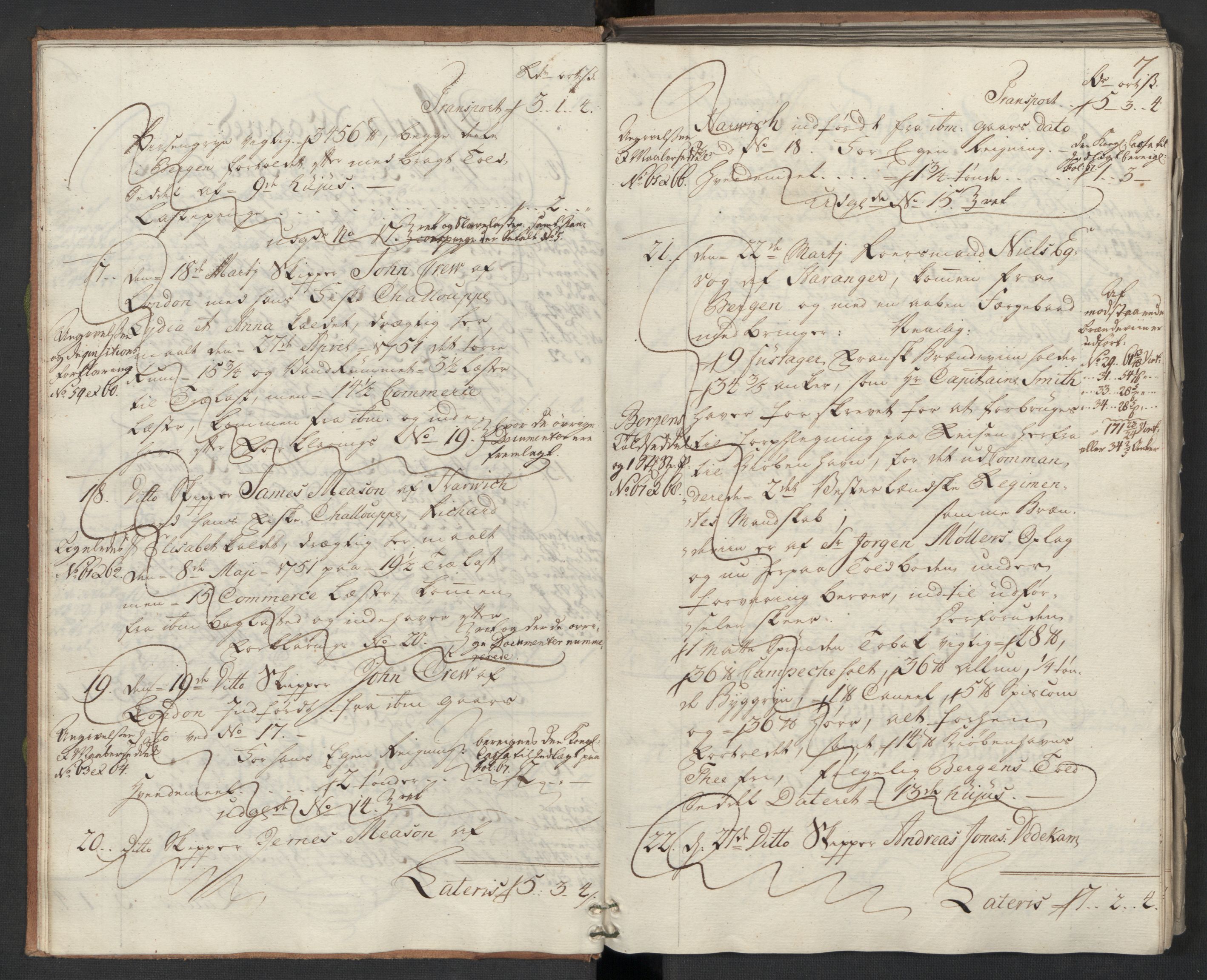 Generaltollkammeret, tollregnskaper, AV/RA-EA-5490/R22/L0024/0001: Tollregnskaper Stavanger / Hovedtollbok, 1762, p. 6b-7a