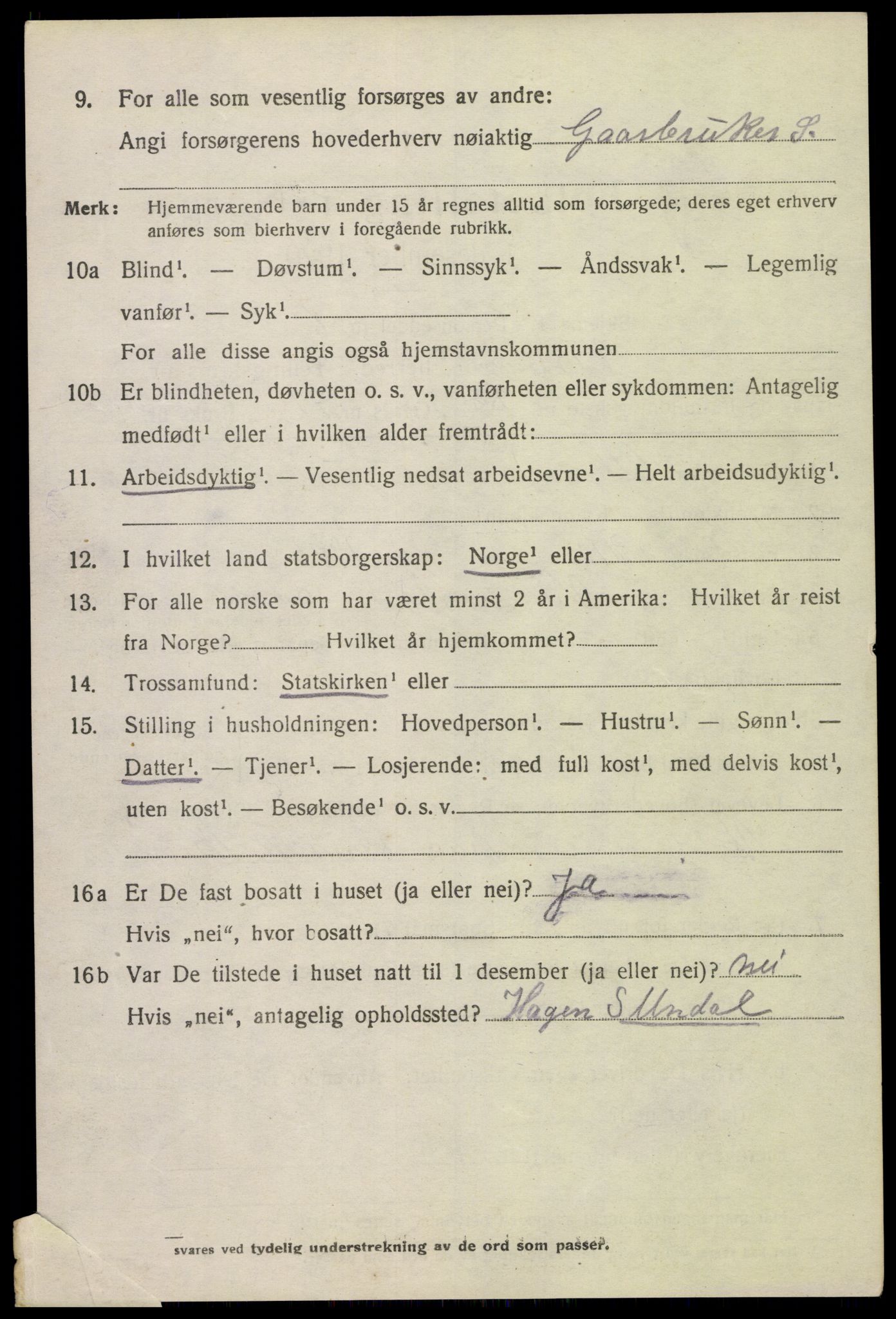 SAK, 1920 census for Vigmostad, 1920, p. 1914