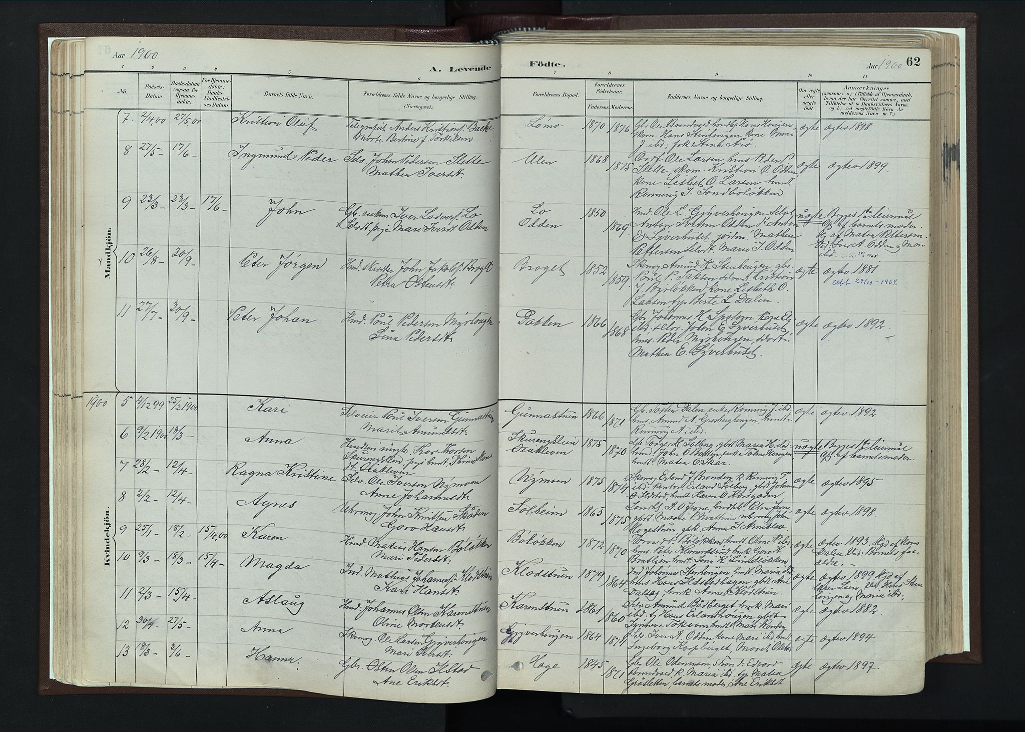 Nord-Fron prestekontor, SAH/PREST-080/H/Ha/Haa/L0004: Parish register (official) no. 4, 1884-1914, p. 62