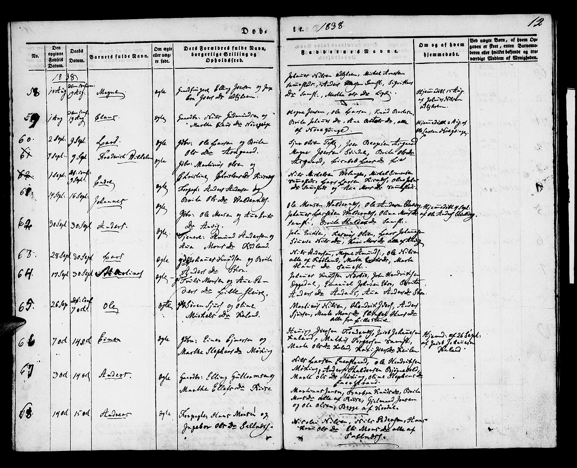 Lindås Sokneprestembete, AV/SAB-A-76701/H/Haa/Haaa/L0009: Parish register (official) no. A 9, 1835-1841, p. 12