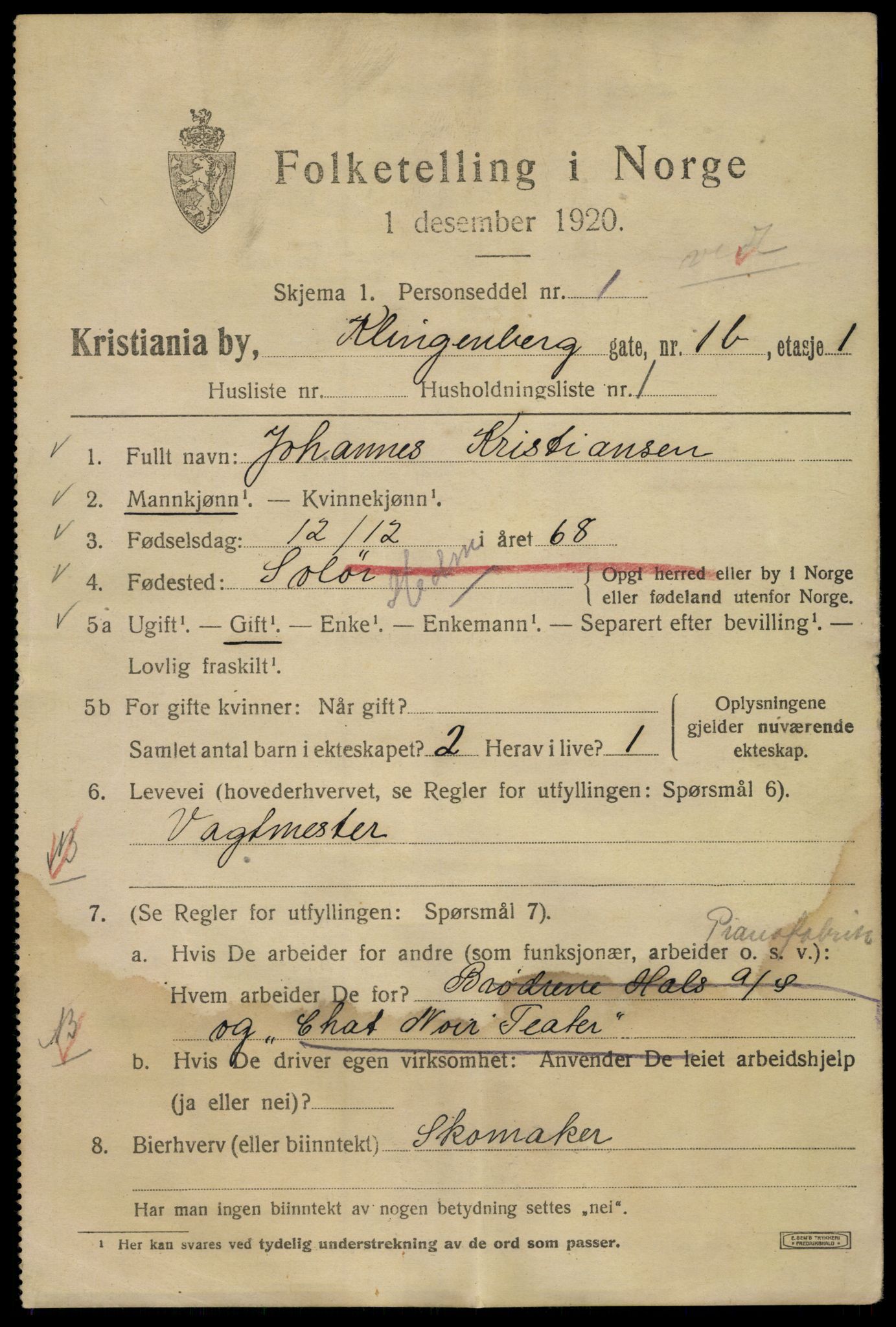 SAO, 1920 census for Kristiania, 1920, p. 344221