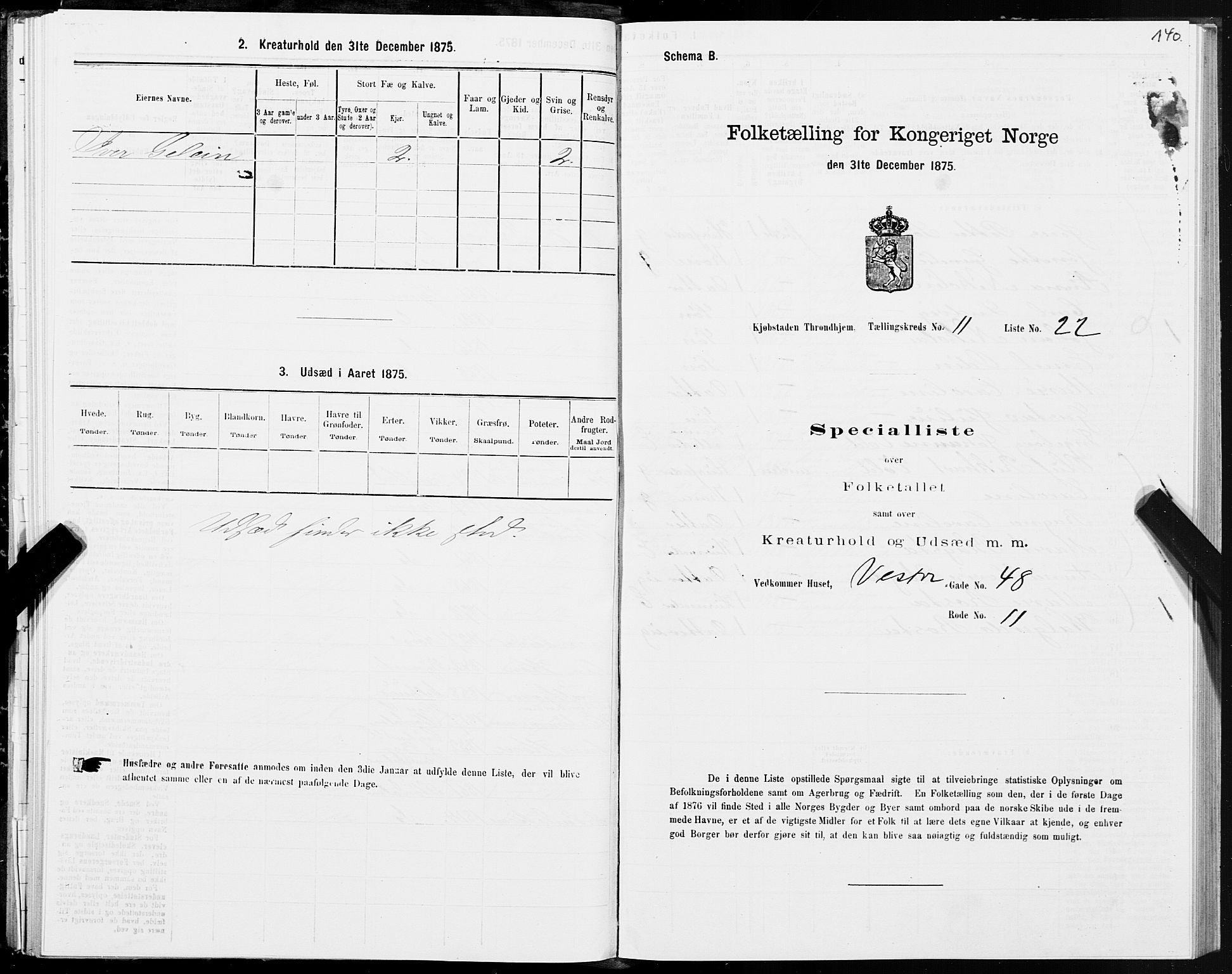 SAT, 1875 census for 1601 Trondheim, 1875, p. 6140