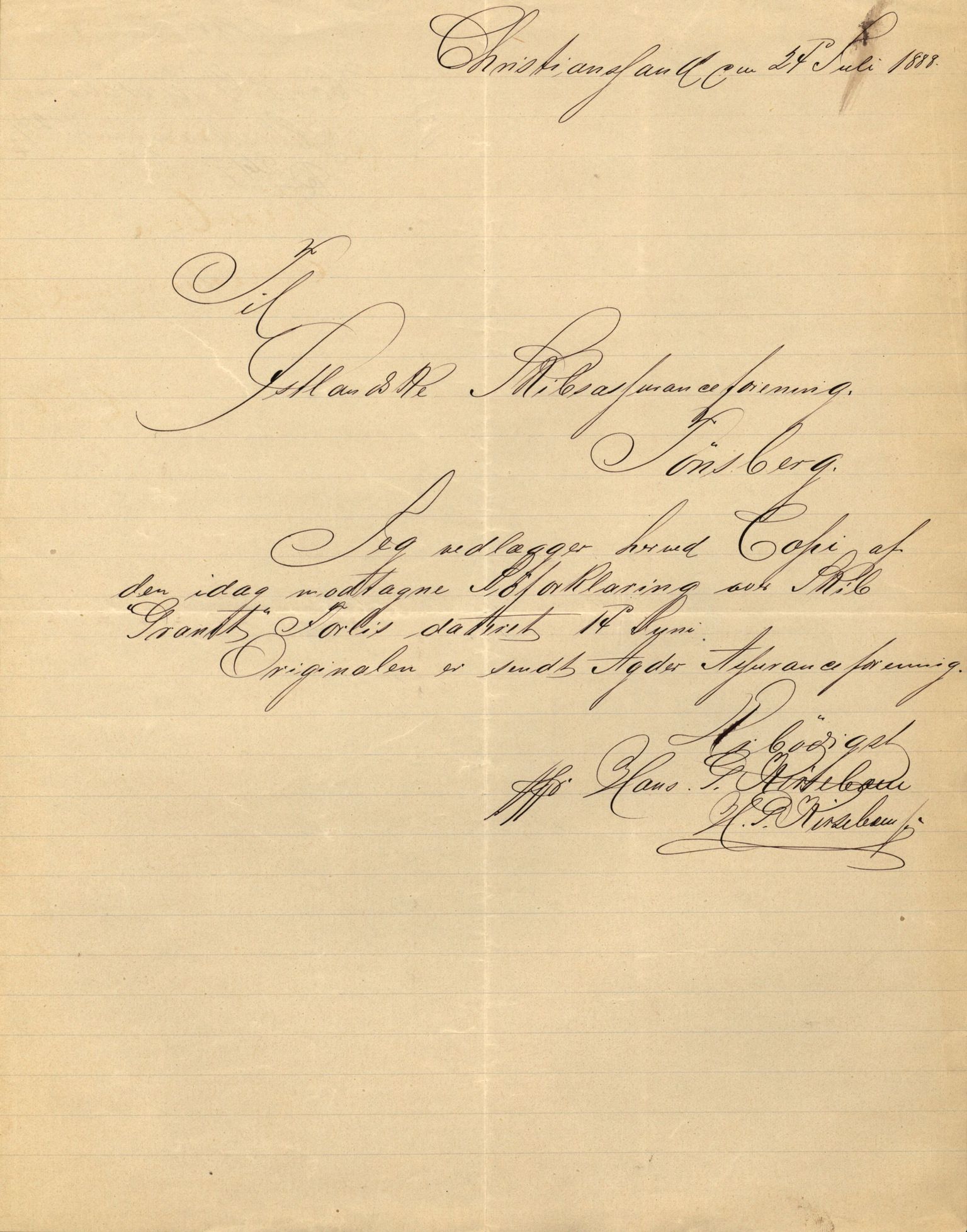 Pa 63 - Østlandske skibsassuranceforening, VEMU/A-1079/G/Ga/L0021/0006: Havaridokumenter / Gøthe, Granit, Granen, Harmonie, Lindsay, 1888, p. 19