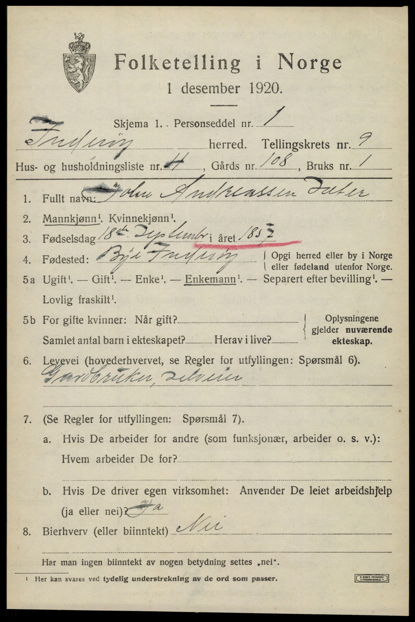 SAT, 1920 census for Inderøy, 1920, p. 6059