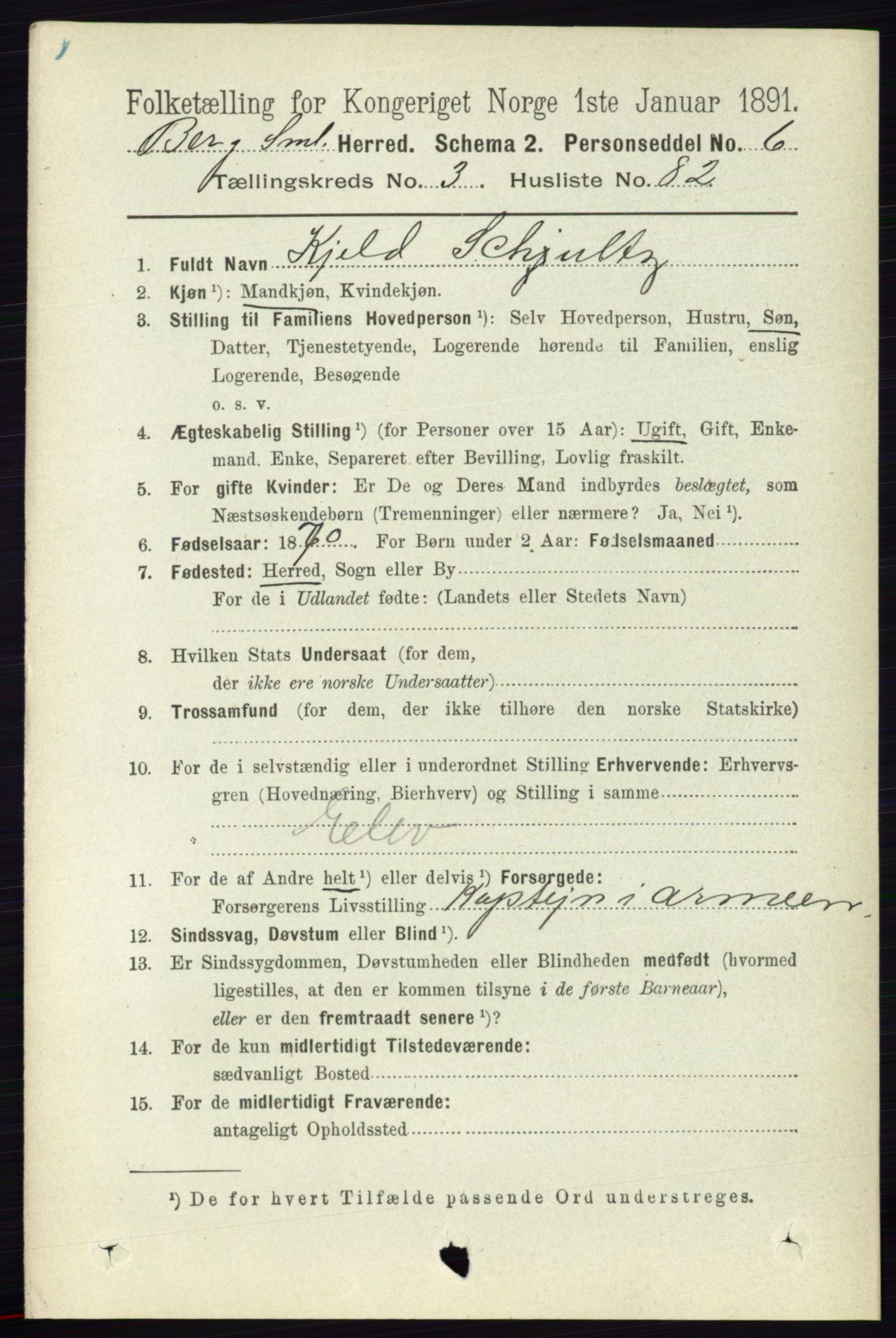 RA, 1891 census for 0116 Berg, 1891, p. 2419