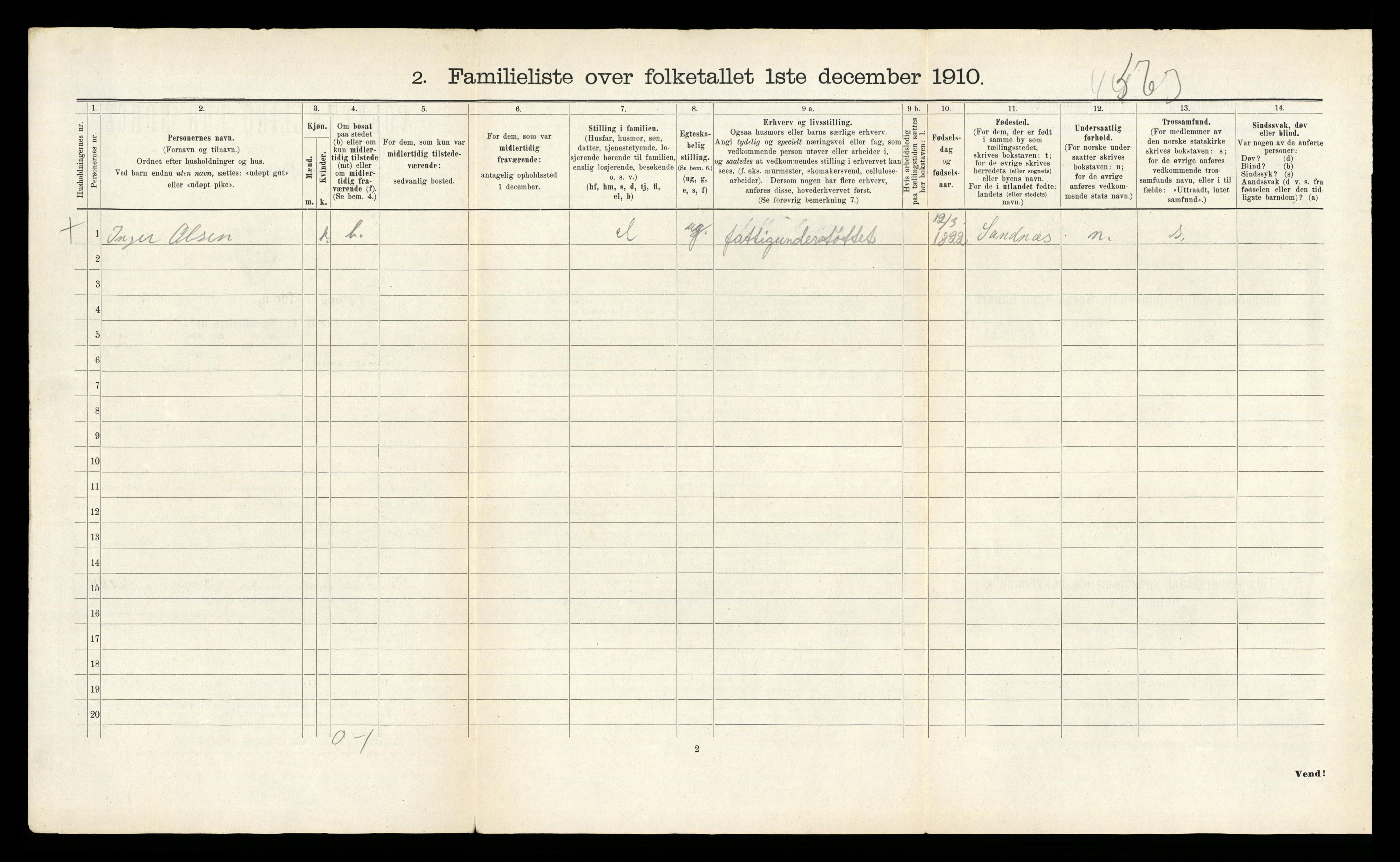 RA, 1910 census for Stavanger, 1910, p. 13055