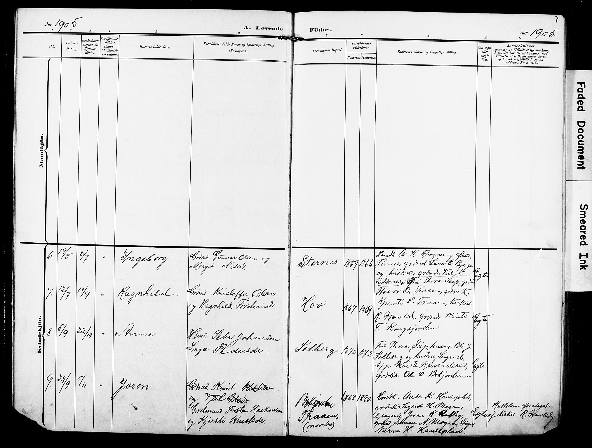 Rollag kirkebøker, AV/SAKO-A-240/G/Ga/L0005: Parish register (copy) no. I 5, 1904-1932, p. 7