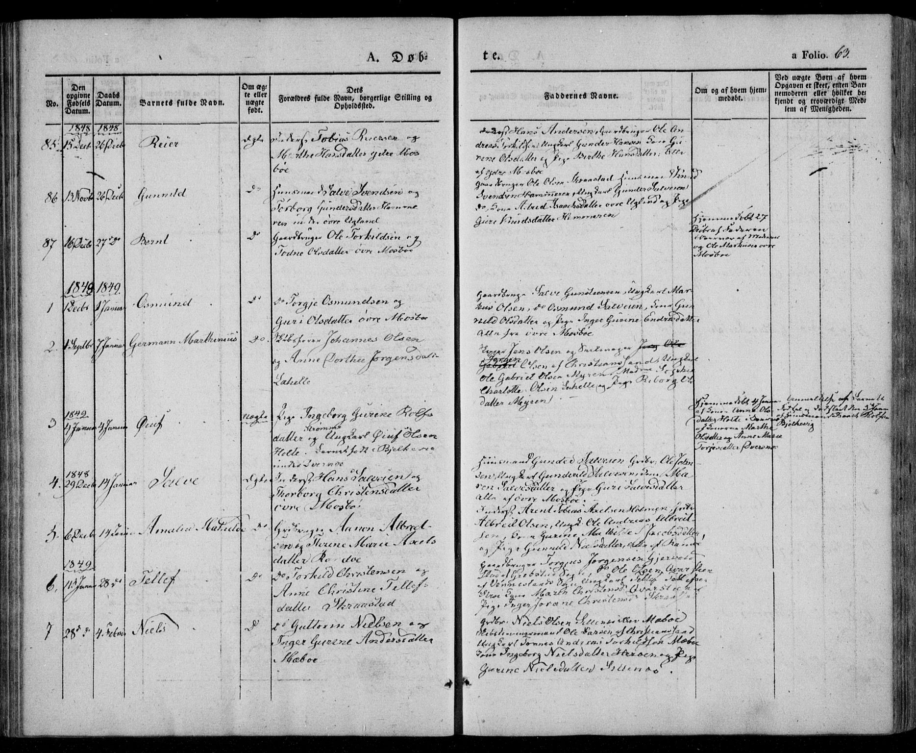 Oddernes sokneprestkontor, AV/SAK-1111-0033/F/Fa/Faa/L0006: Parish register (official) no. A 6, 1838-1851, p. 63