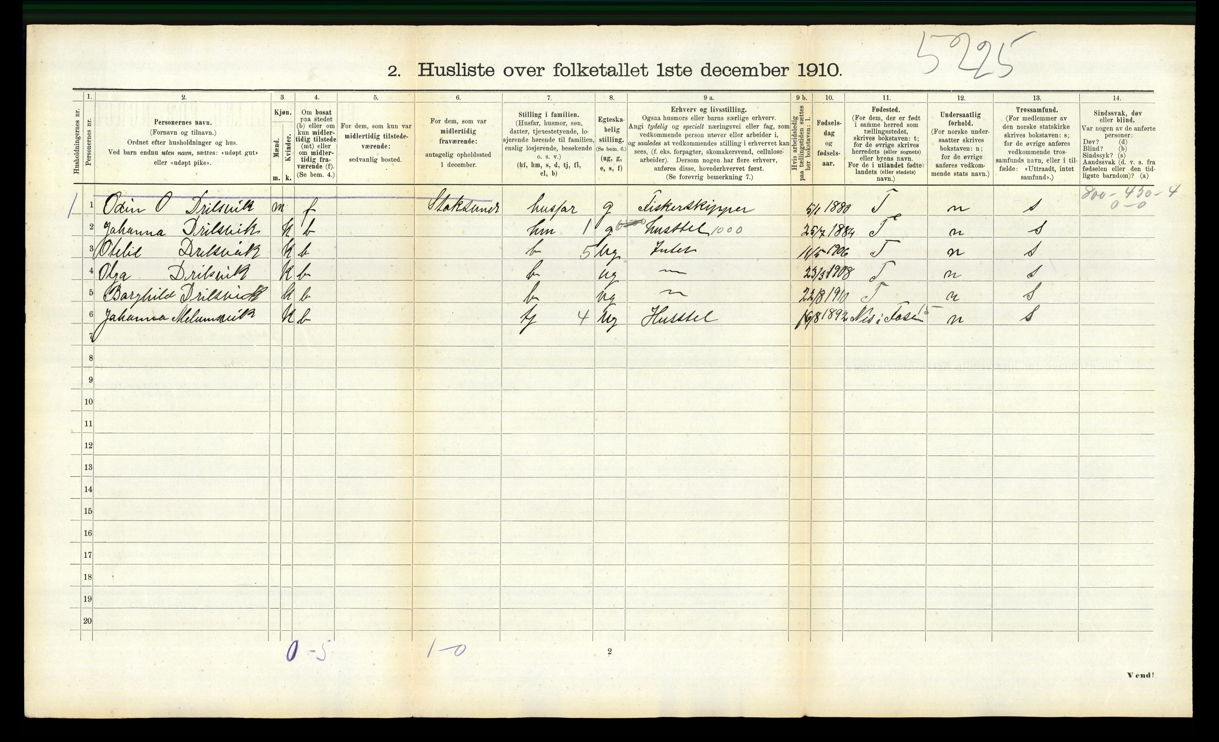 RA, 1910 census for Jøssund, 1910, p. 503