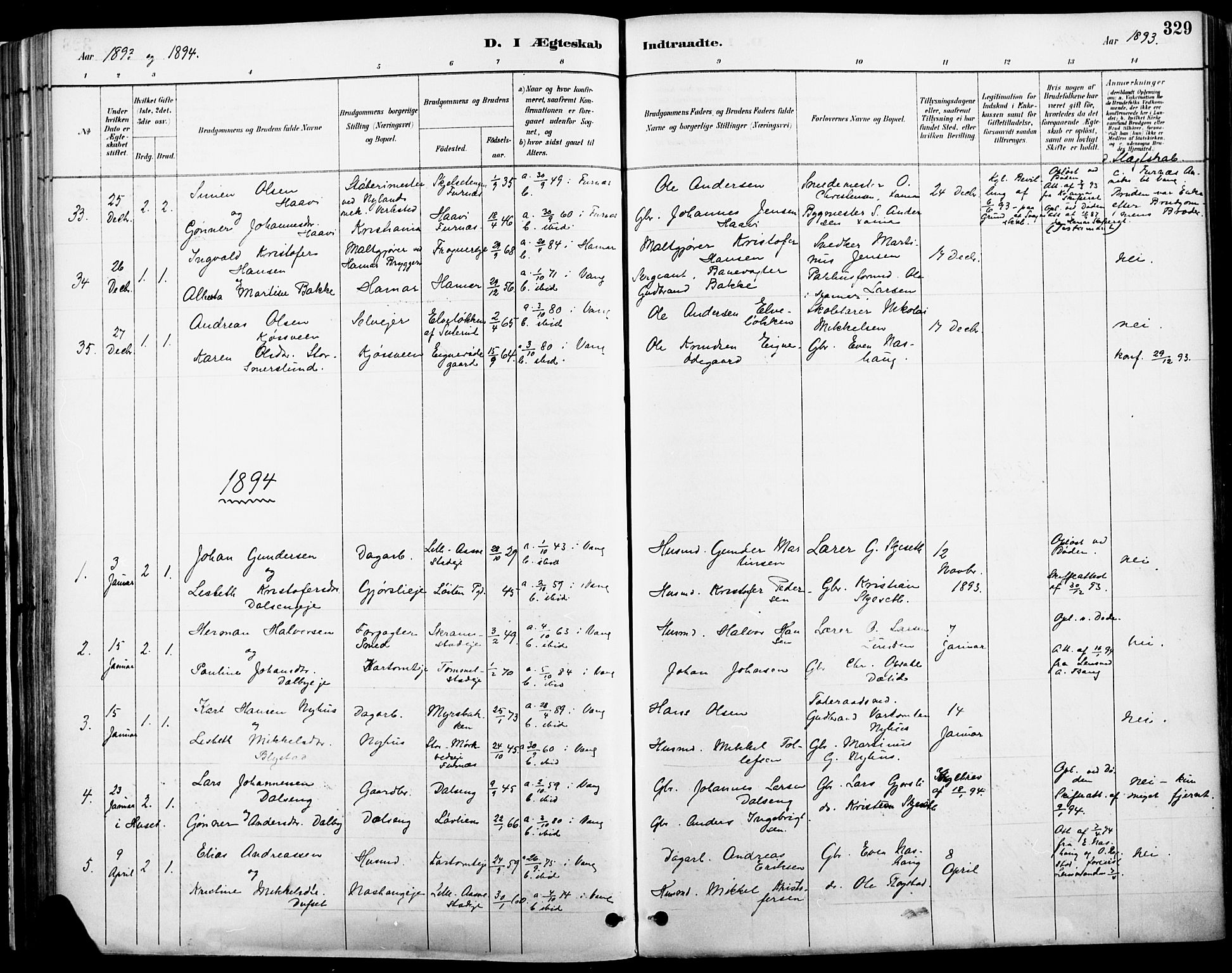 Vang prestekontor, Hedmark, SAH/PREST-008/H/Ha/Haa/L0019A: Parish register (official) no. 19, 1886-1900, p. 329