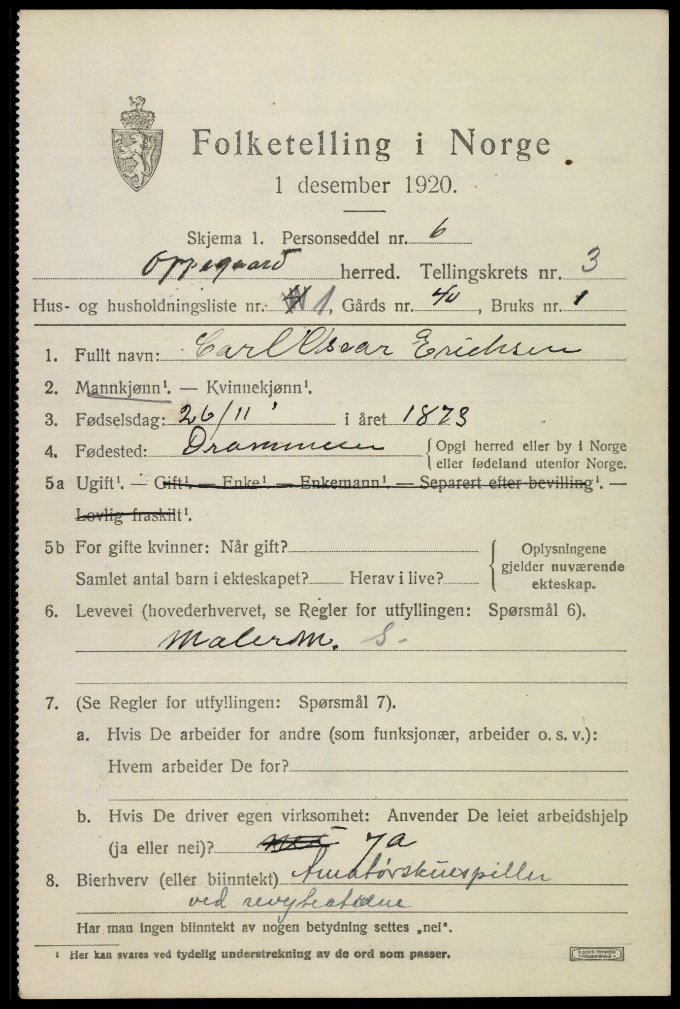 SAO, 1920 census for Oppegård, 1920, p. 4703