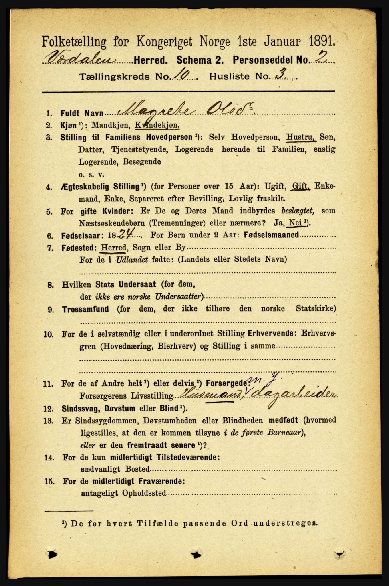 RA, 1891 census for 1721 Verdal, 1891, p. 5599