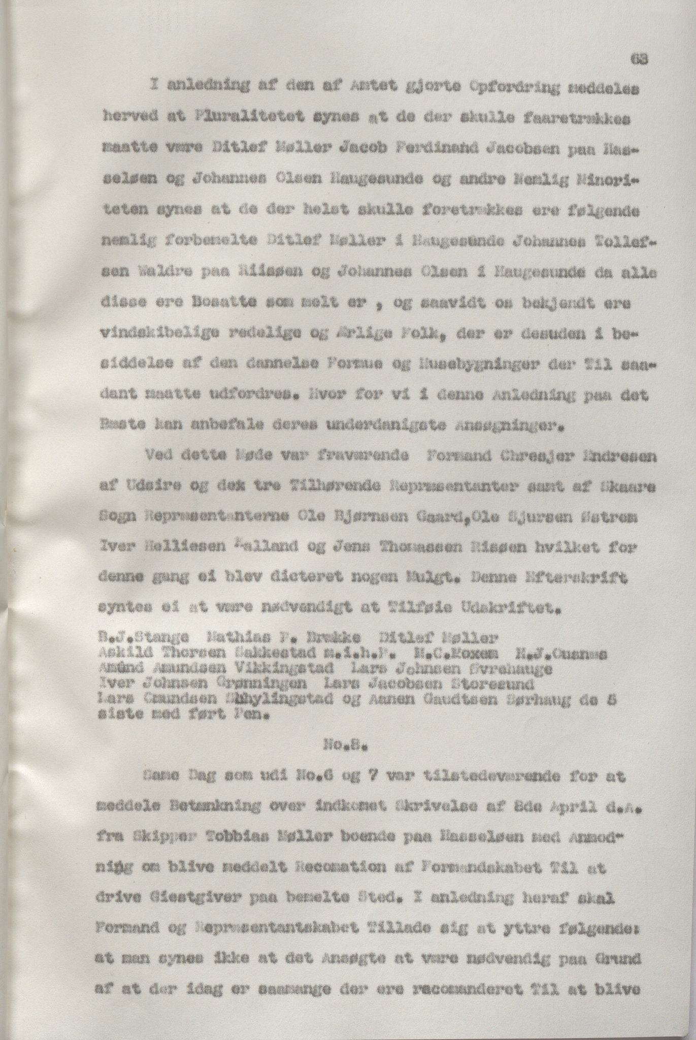 Torvastad kommune - Formannskapet, IKAR/K-101331/A/L0002: Avskrift av forhandlingsprotokoll, 1837-1855, p. 63