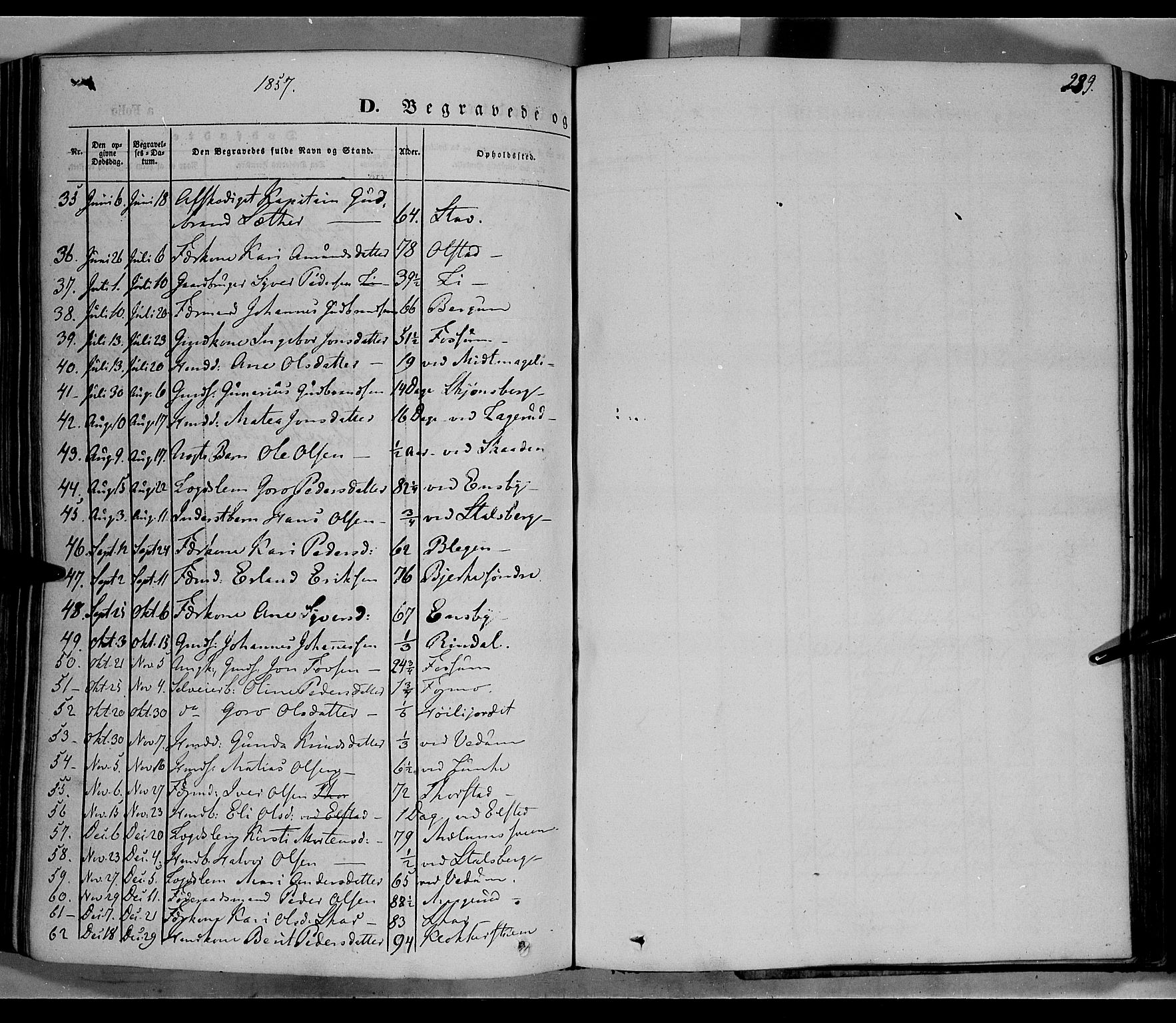 Øyer prestekontor, SAH/PREST-084/H/Ha/Haa/L0005: Parish register (official) no. 5, 1842-1857, p. 289