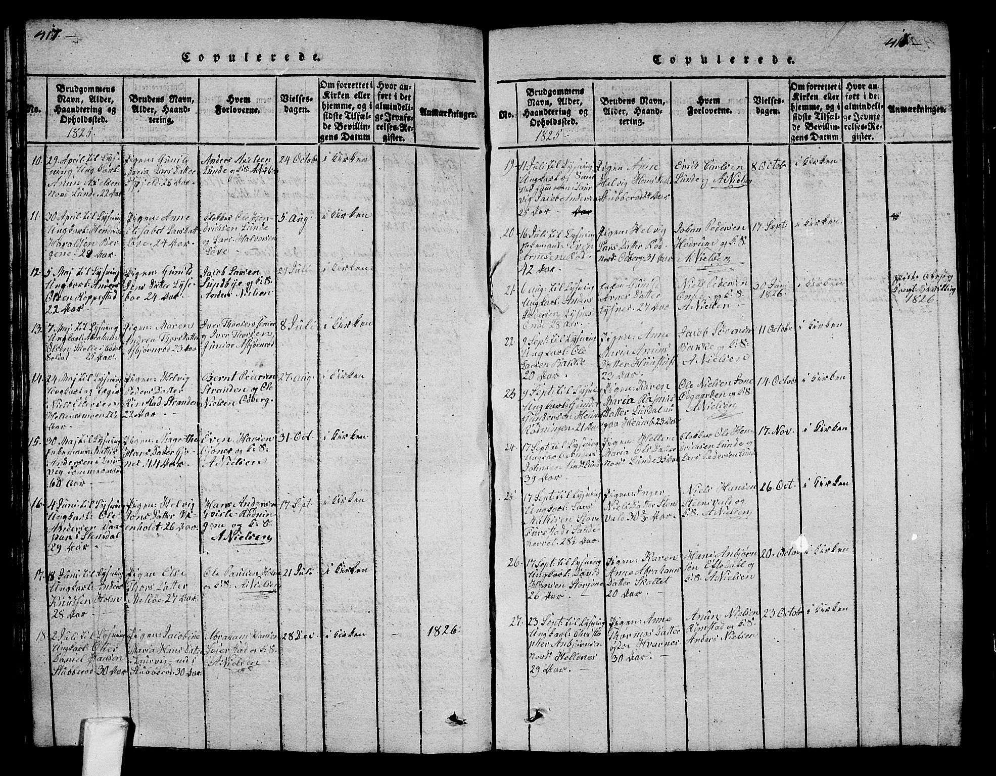 Hedrum kirkebøker, AV/SAKO-A-344/G/Ga/L0003: Parish register (copy) no. I 3, 1817-1835, p. 417-418