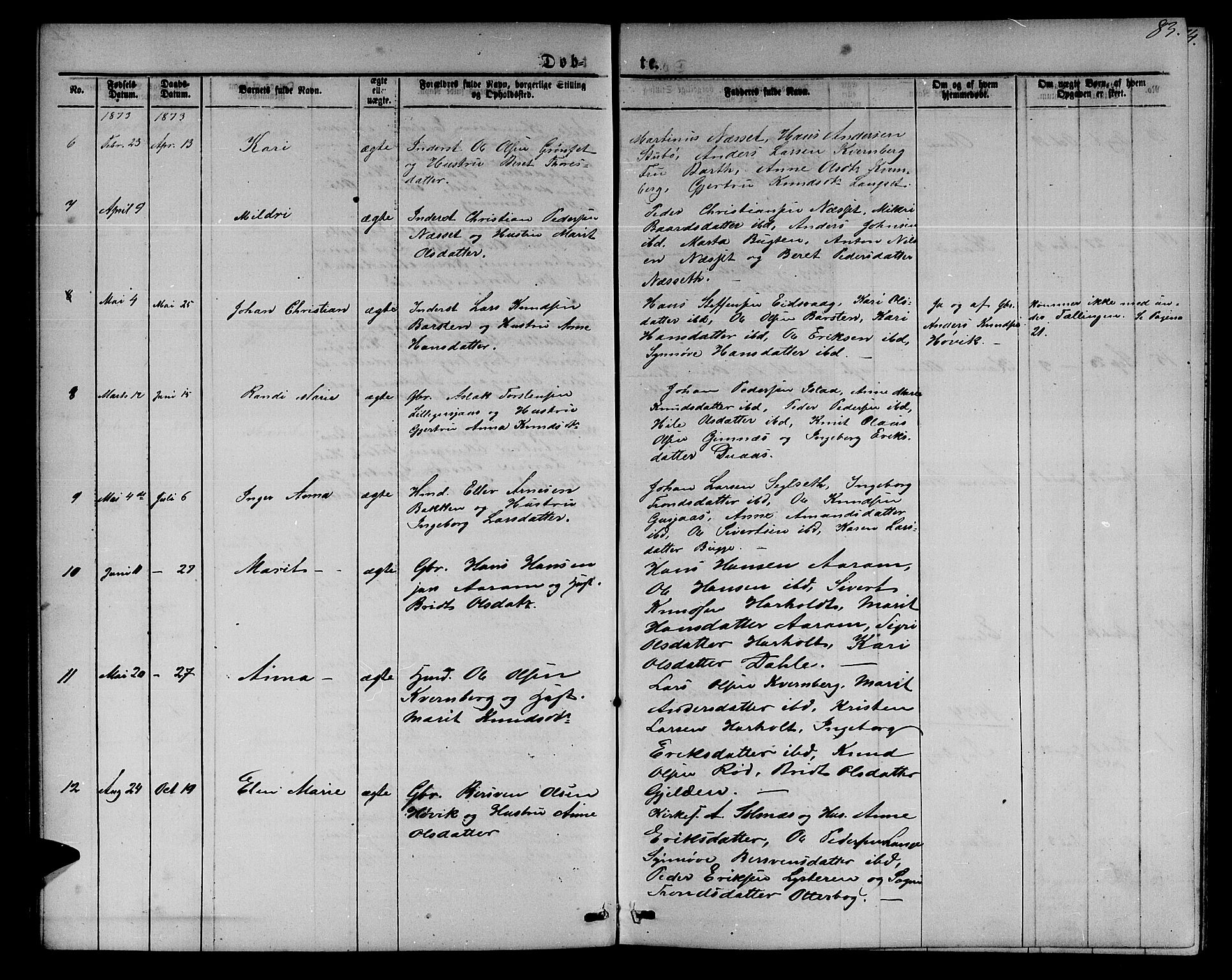 Ministerialprotokoller, klokkerbøker og fødselsregistre - Møre og Romsdal, AV/SAT-A-1454/551/L0630: Parish register (copy) no. 551C02, 1867-1885, p. 83