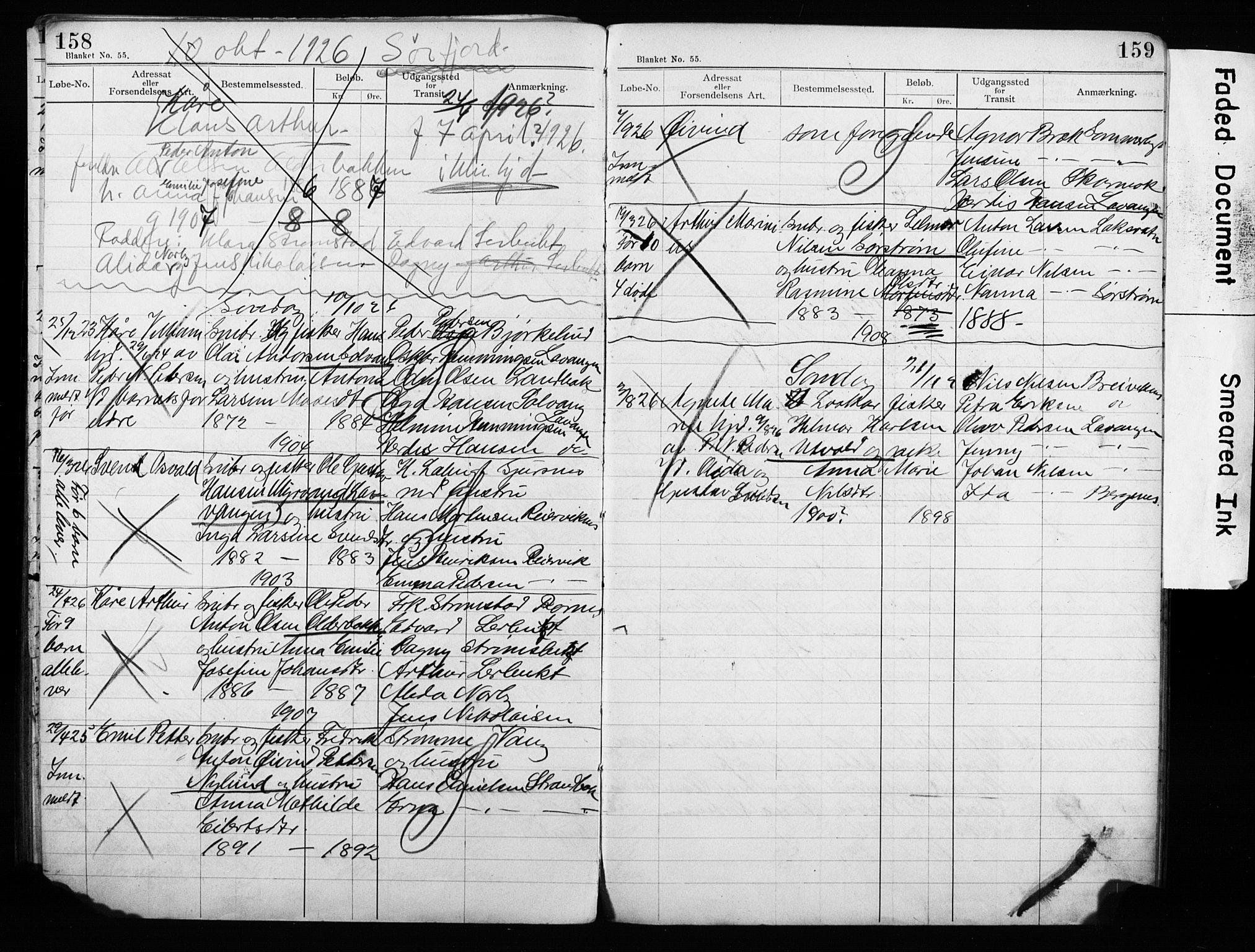 Lyngen sokneprestembete, AV/SATØ-S-1289/H/Ha/L0052/0002: Baptism register no. 52.2, 1915-1928, p. 158-159