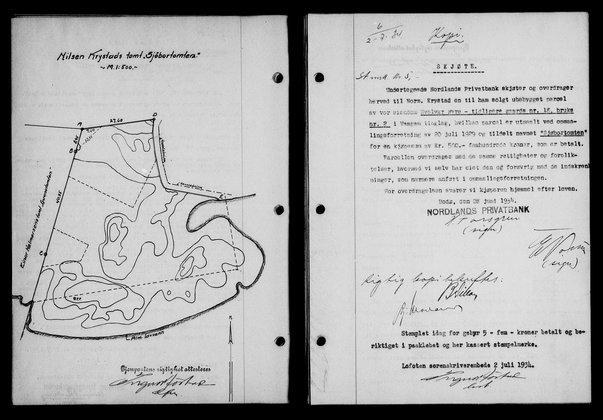 Lofoten sorenskriveri, SAT/A-0017/1/2/2C/L0030b: Mortgage book no. 30b, 1934-1934, Deed date: 02.07.1934