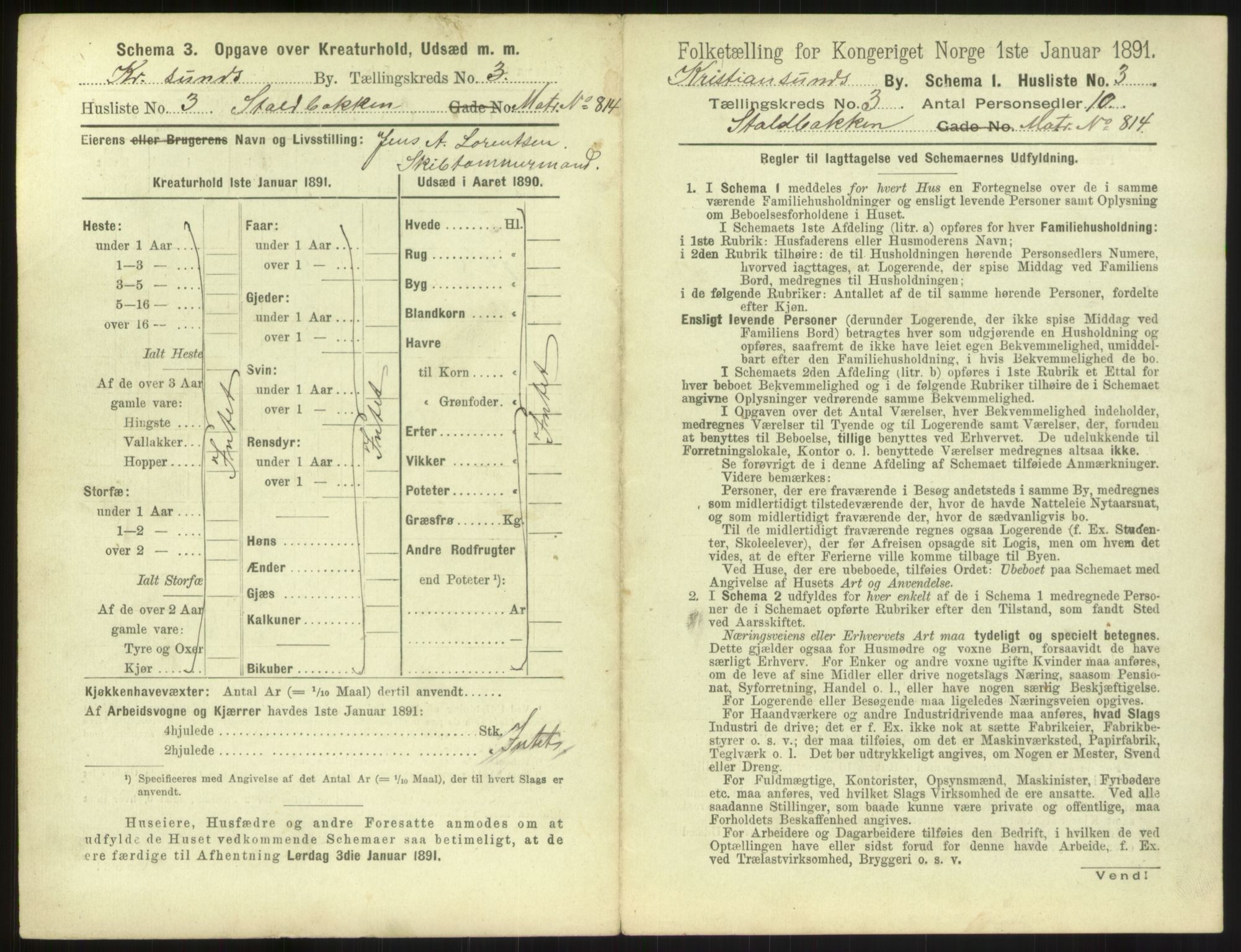 RA, 1891 census for 1503 Kristiansund, 1891, p. 214