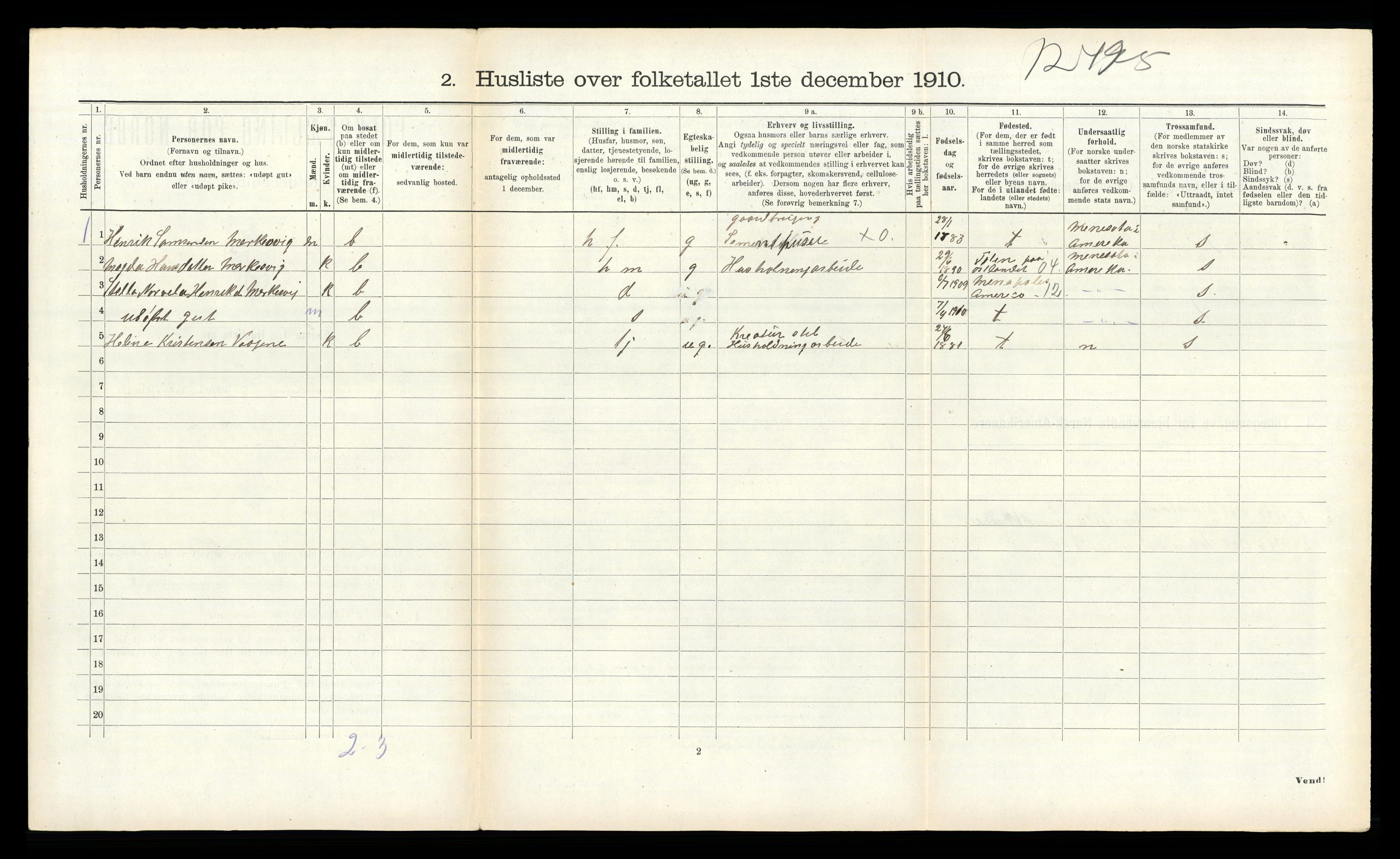 RA, 1910 census for Kinn, 1910, p. 1413