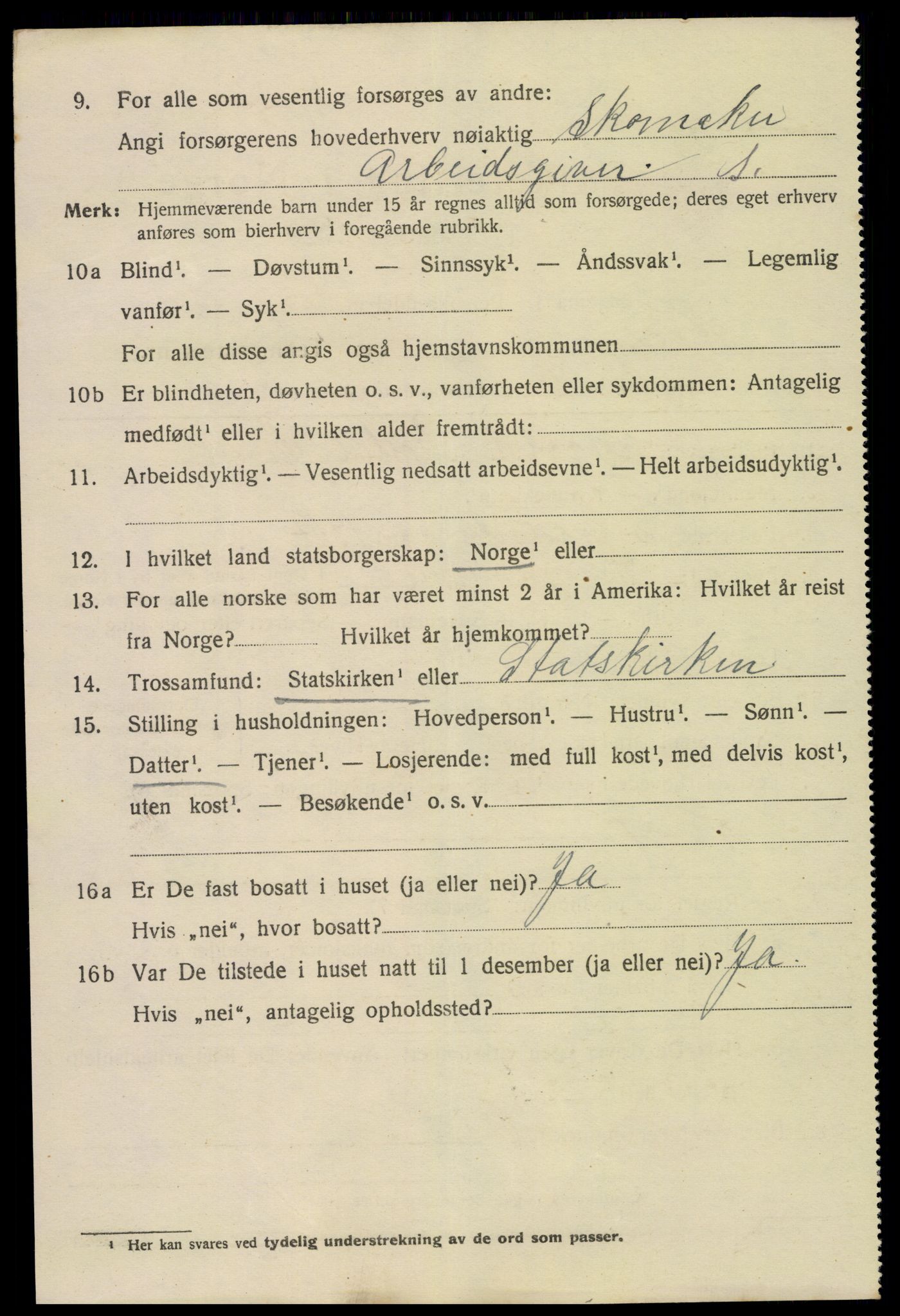 SAH, 1920 census for Kongsvinger, 1920, p. 3322