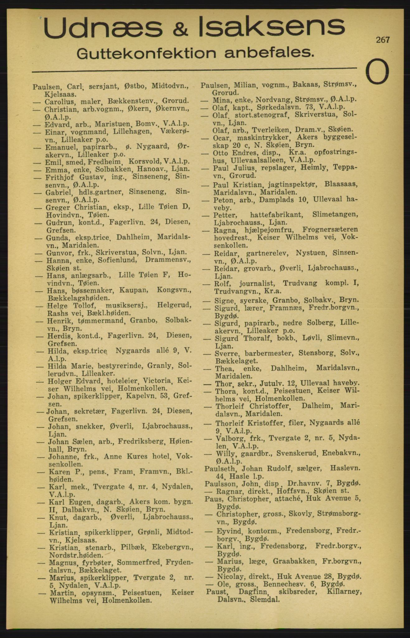 Aker adressebok/adressekalender, PUBL/001/A/003: Akers adressekalender, 1924-1925, p. 267