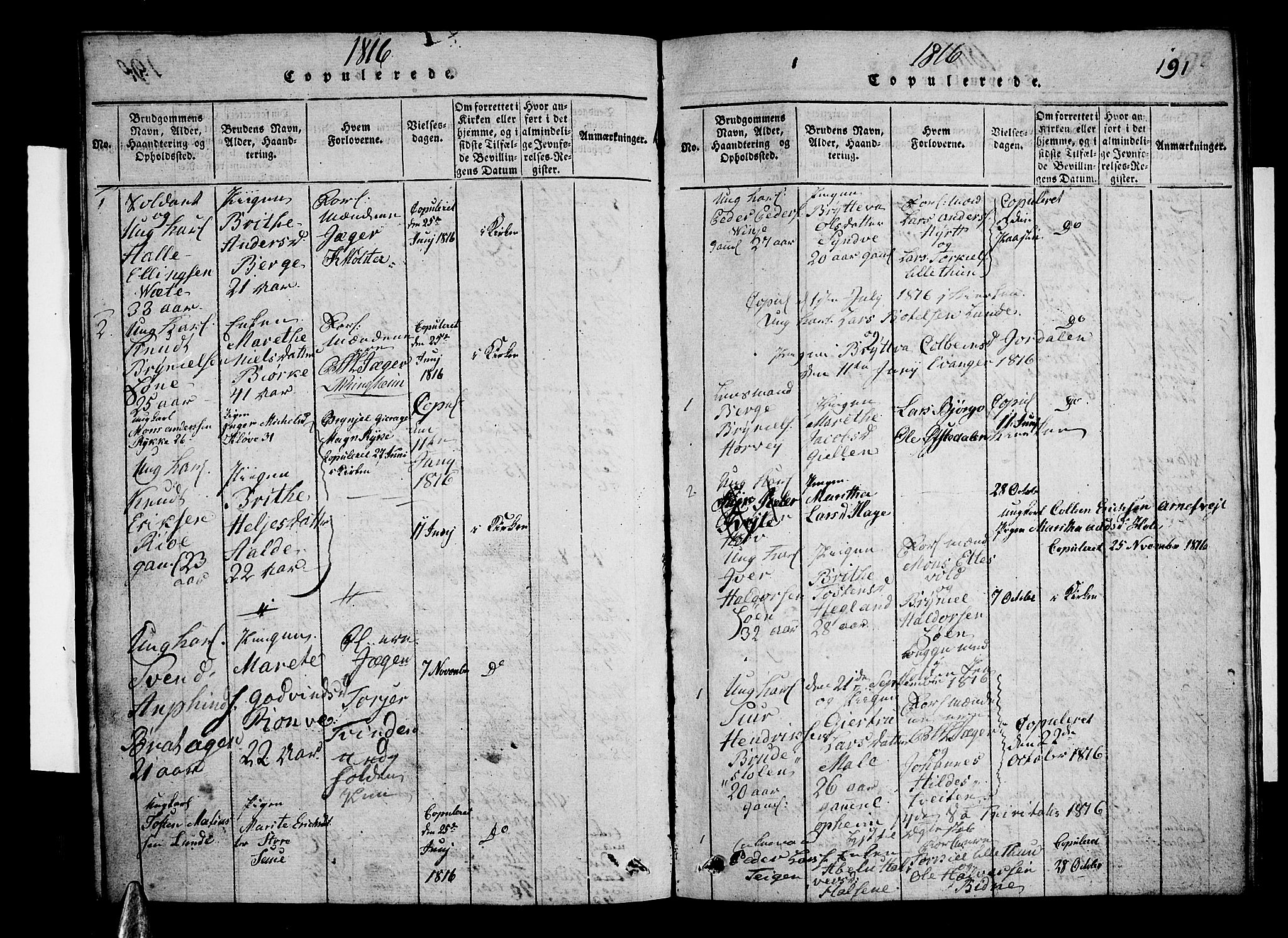 Voss sokneprestembete, AV/SAB-A-79001/H/Hab: Parish register (copy) no. A 1, 1816-1818, p. 191