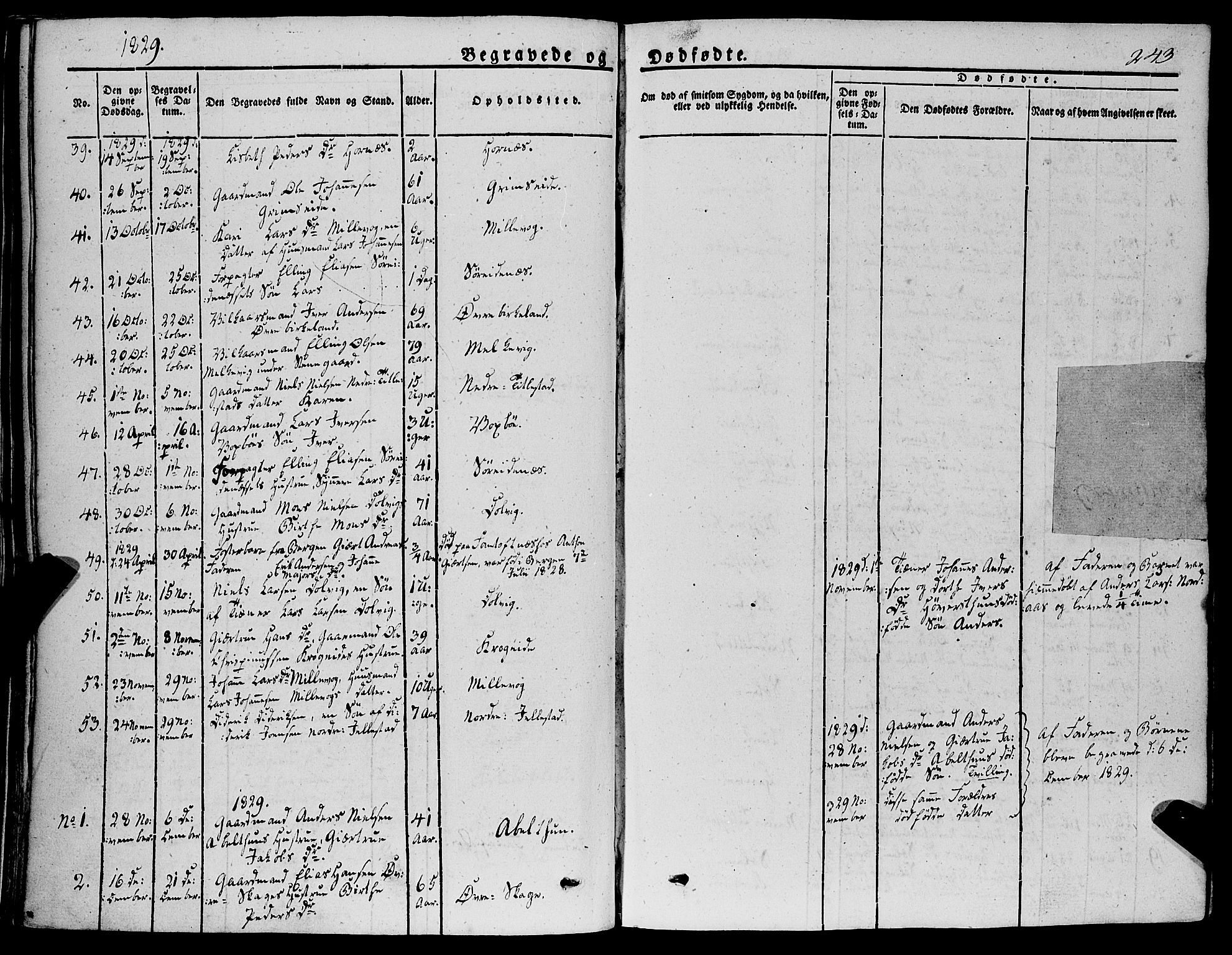 Fana Sokneprestembete, AV/SAB-A-75101/H/Haa/Haaa/L0008: Parish register (official) no. A 8, 1829-1851, p. 243