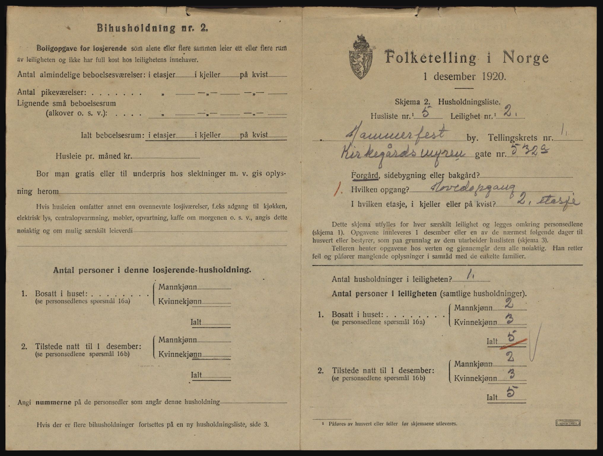 SATØ, 1920 census for Hammerfest, 1920, p. 1042